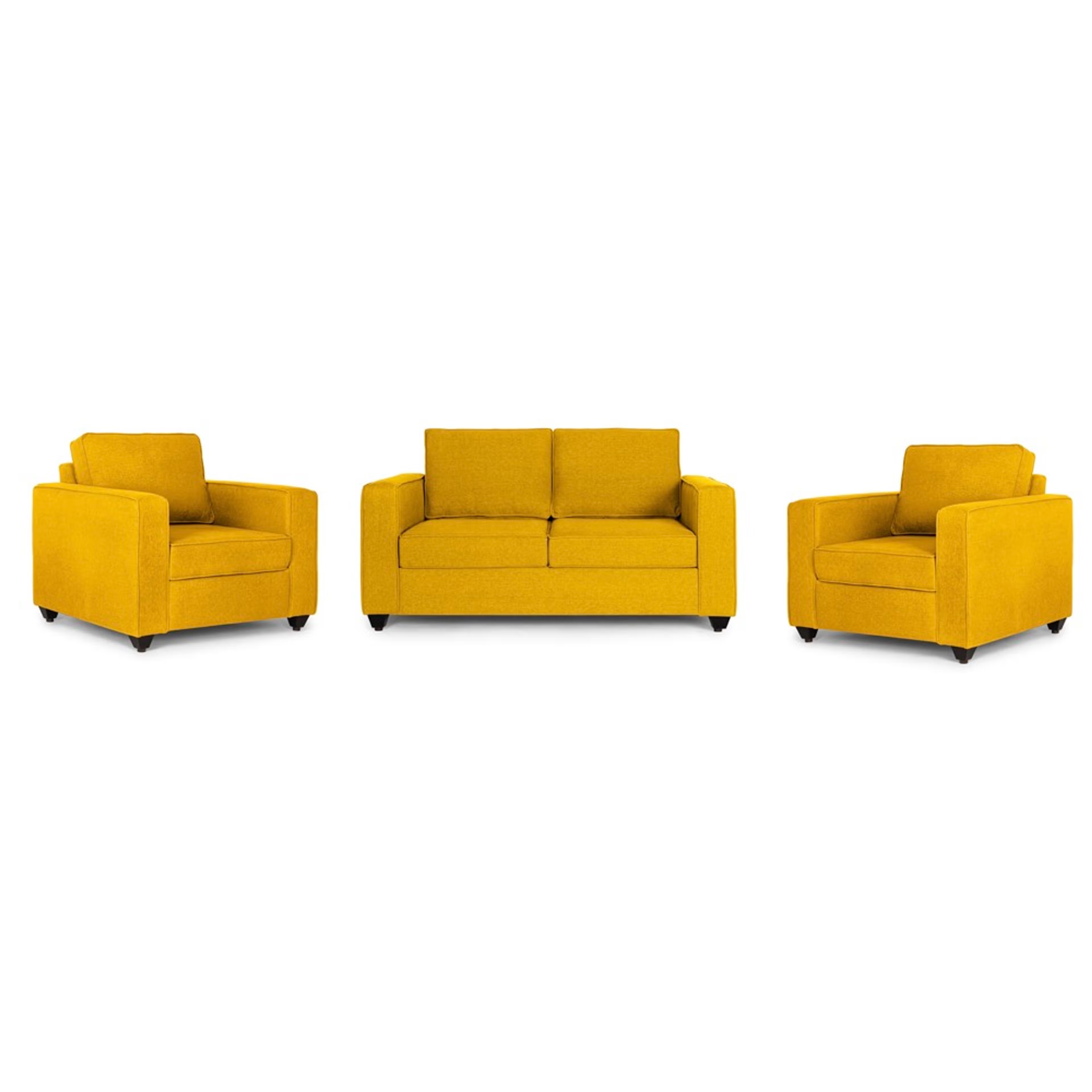 Wakefit Napper Sofa Set (2+1+1) Chrome Yellow Regular, Without Storage, 2+1+1, Chrome Yellow