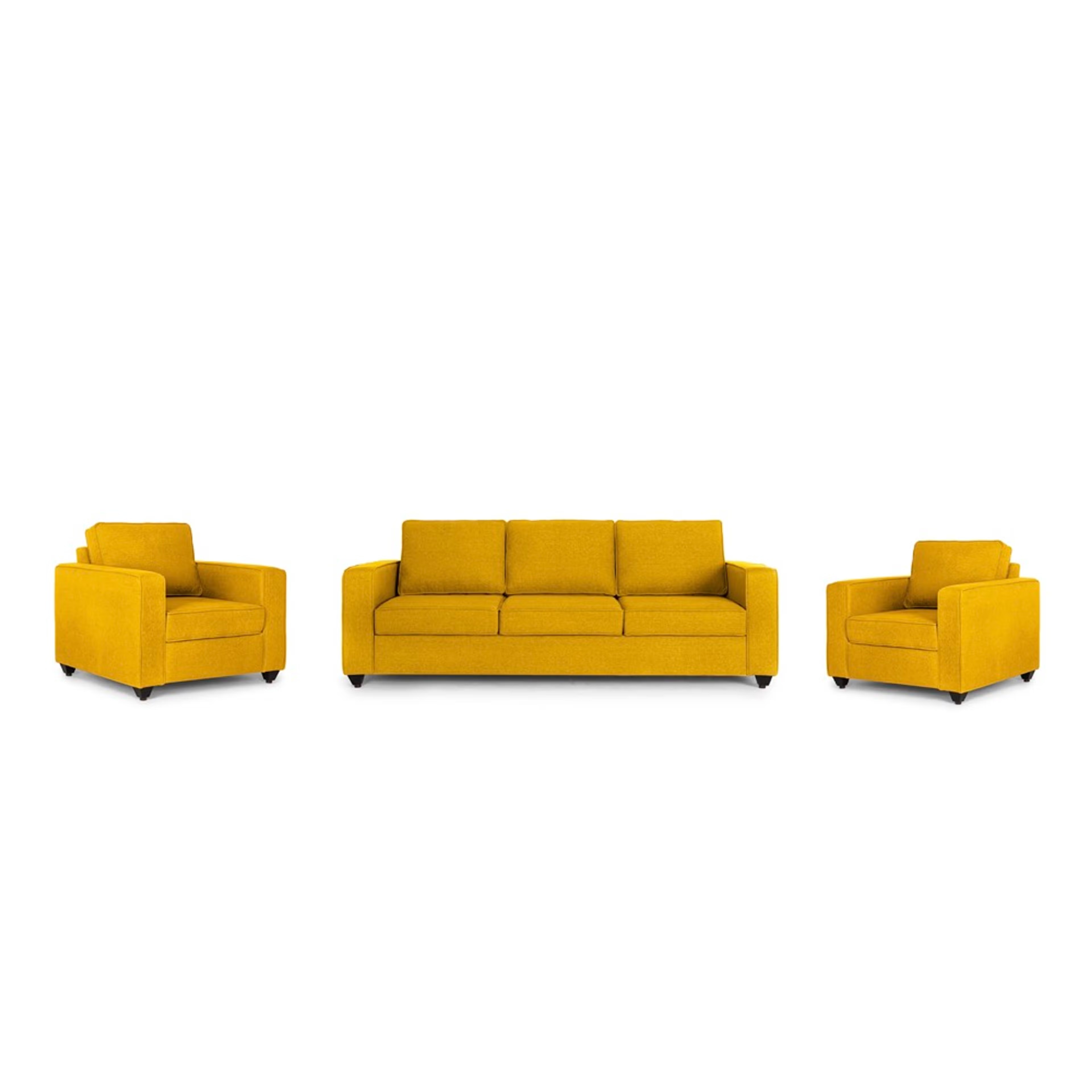 Wakefit Napper Sofa Set (3+1+1) Chrome Yellow Regular, Without Storage, 3+1+1, Chrome Yellow
