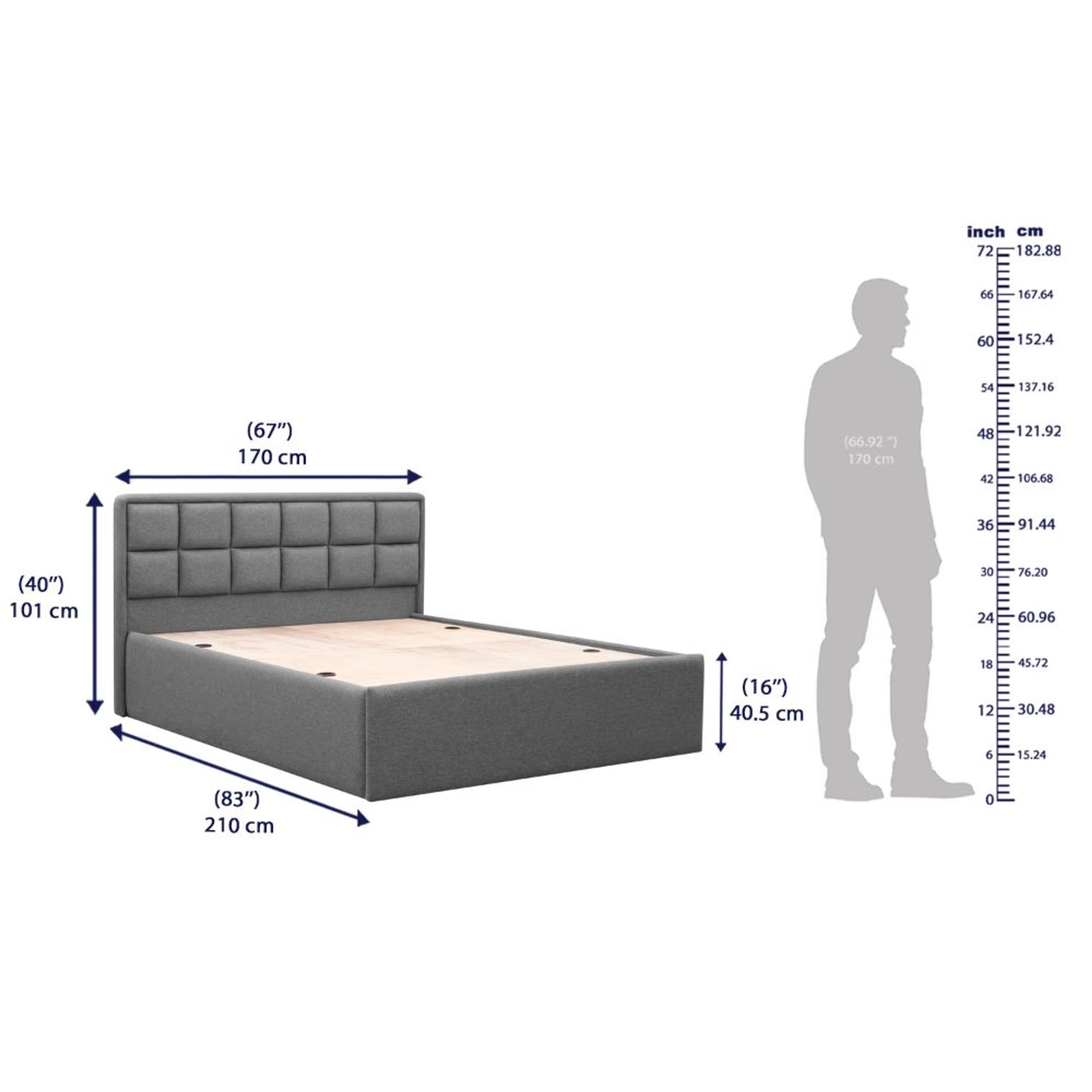 Wakefit Surma Queen Size Storage Upholstered Bed Queen - 78" x 60 6 Wakefit Surma Queen Size Storage Upholstered Bed Queen - 78" x 60\