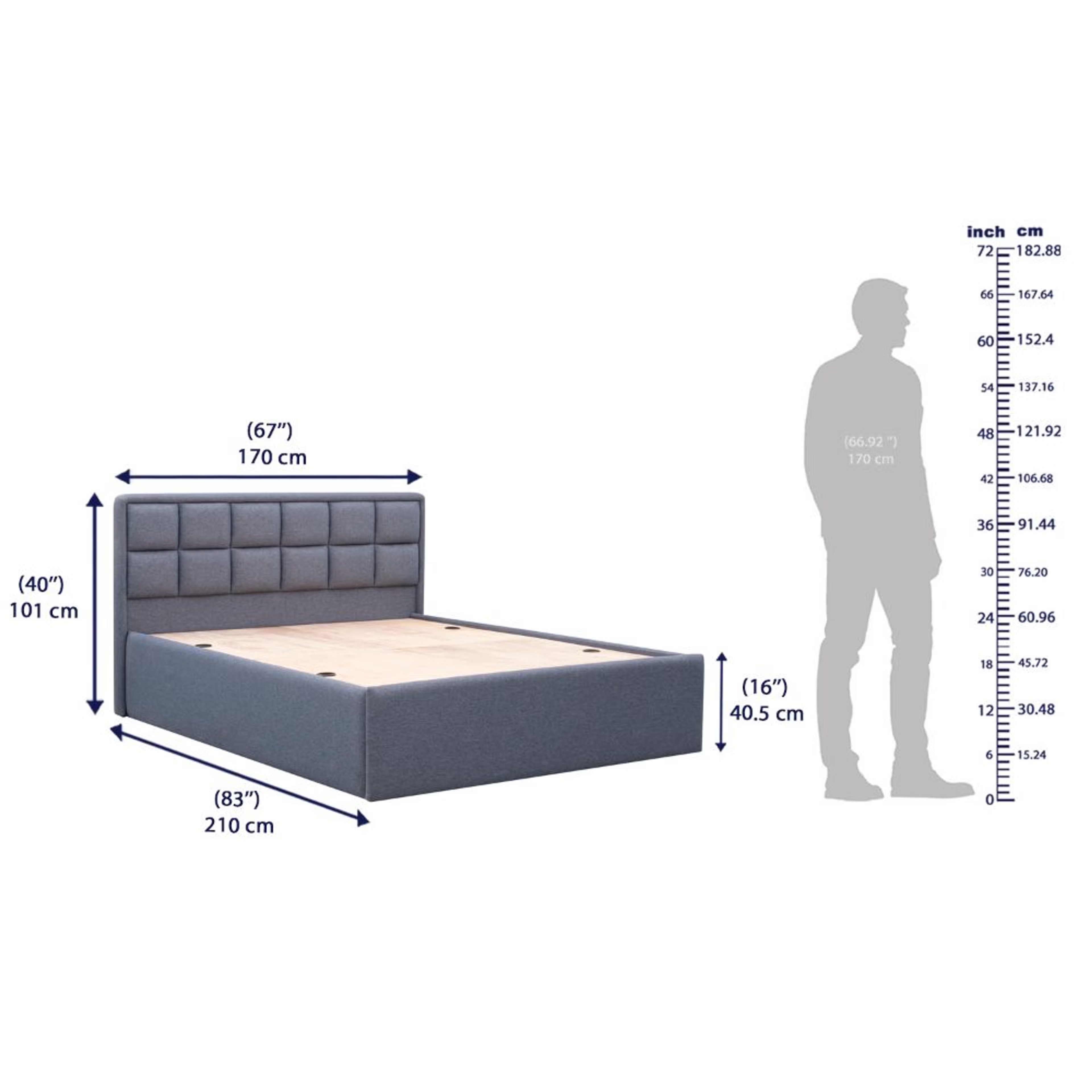 Wakefit Surma Queen Size Storage Upholstered Bed Queen - 78" x 60 6 Wakefit Surma Queen Size Storage Upholstered Bed Queen - 78" x 60\