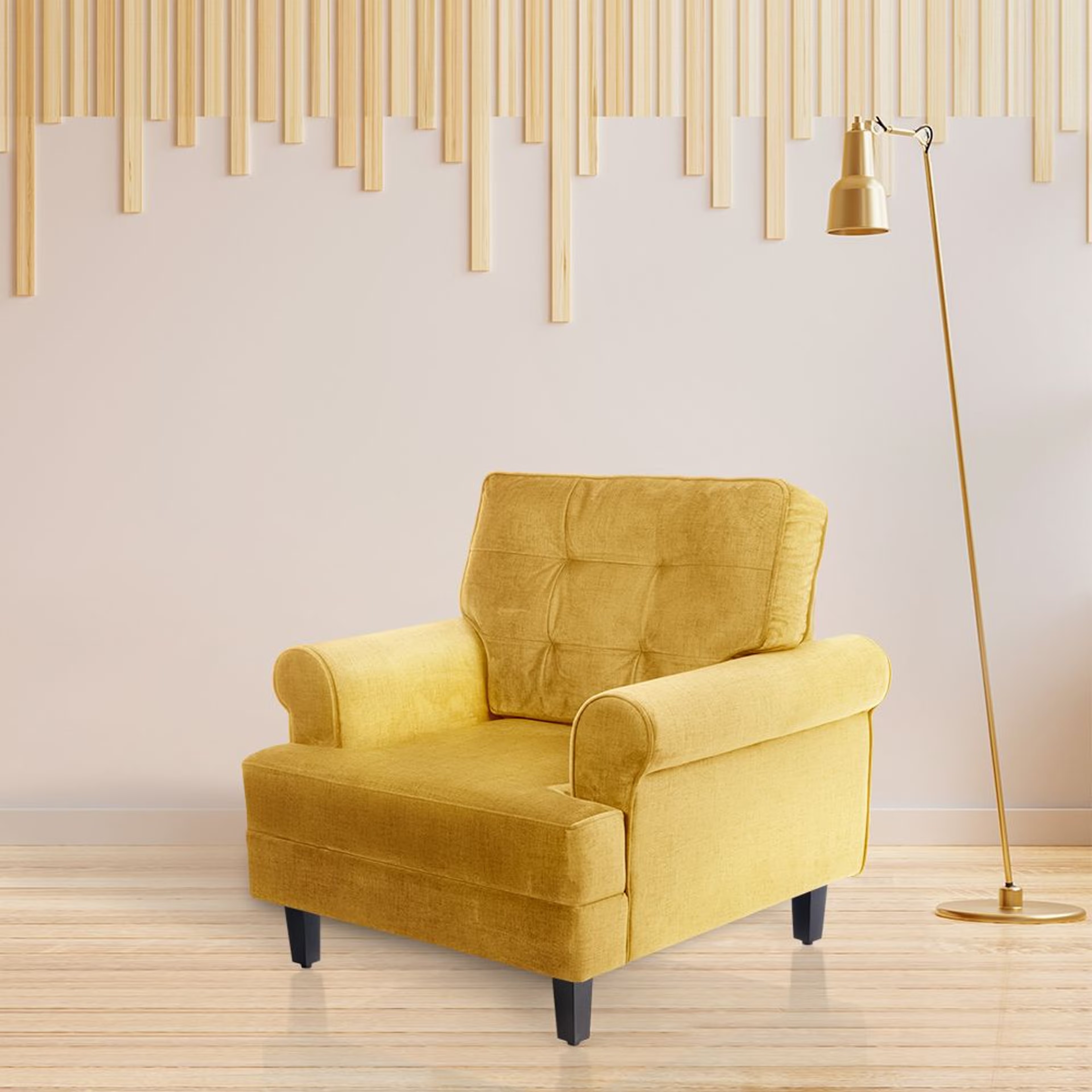 Wakefit Dreamer Plus Sofa - Single Seater Regular, Single Seater, Yellow