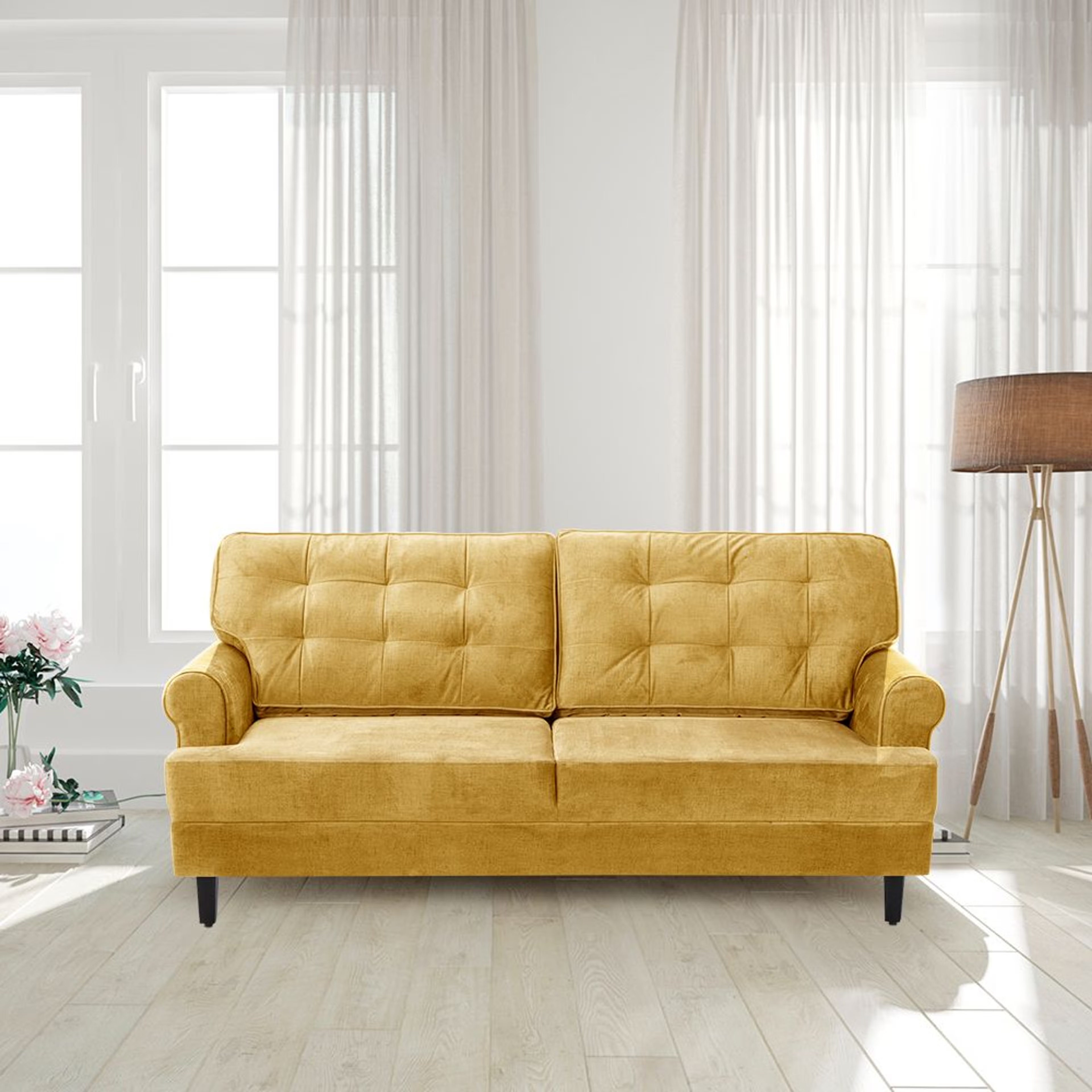 Home 42 Wakefit Dreamer Plus Sofa -Three Seater Regular, Three Seater, Yellow