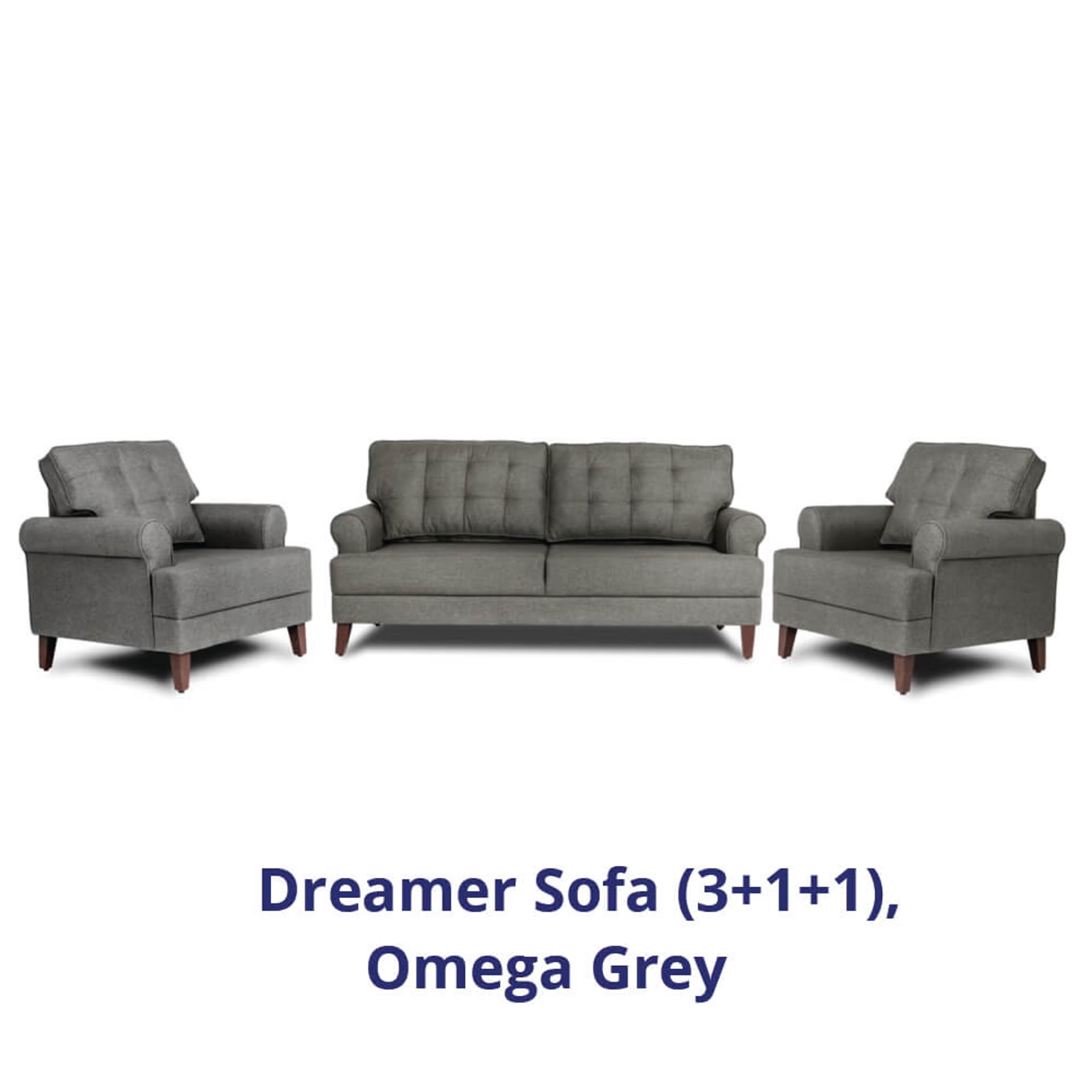 Home 35 Wakefit Dreamer Sofa Set (3+1+1) Regular, 3 + 1 + 1, Omega Grey