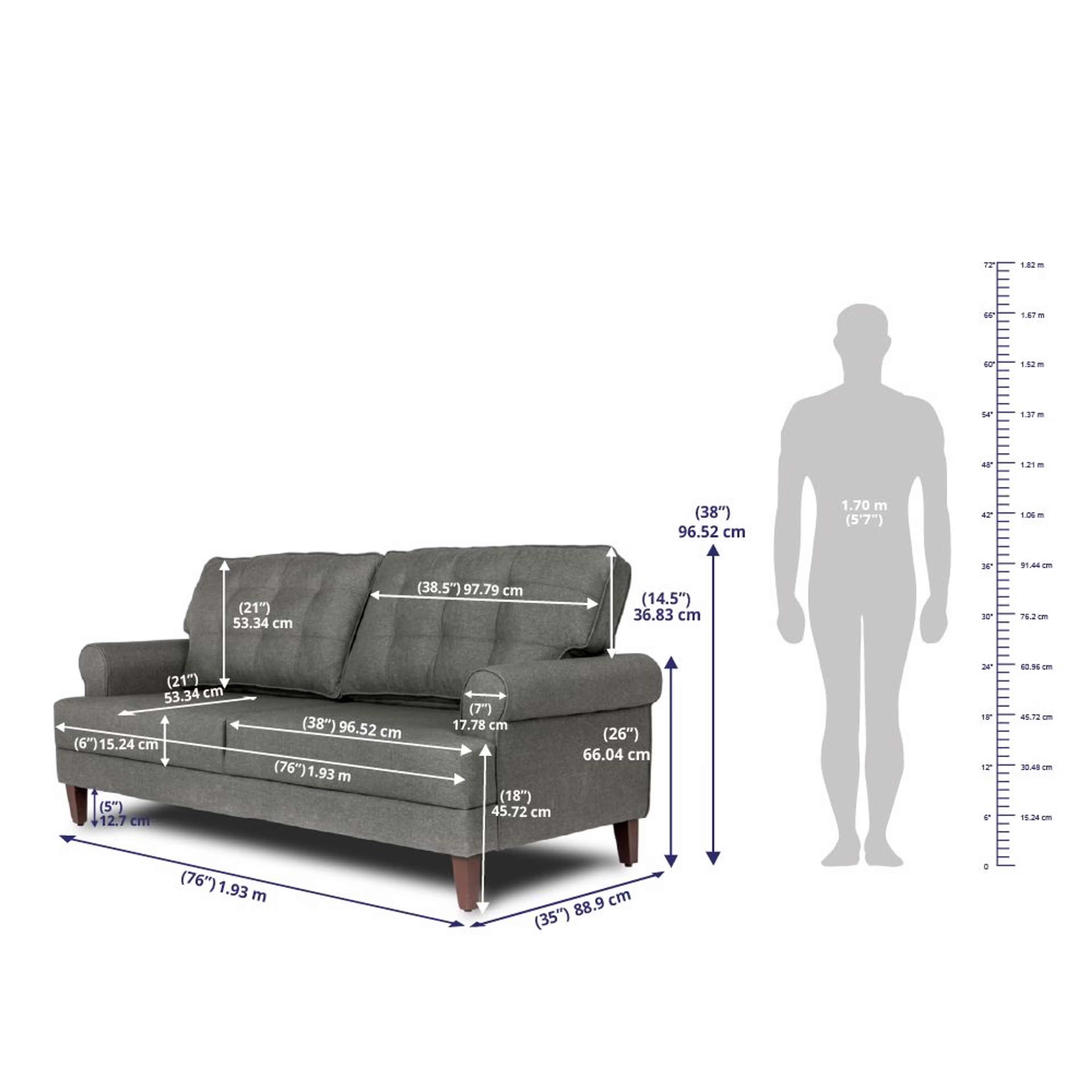Wakefit Dreamer Sofa Set (3+1+1) Regular, 3 + 1 + 1, Omega Grey 5 Wakefit Dreamer Sofa Set (3+1+1) Regular, 3 + 1 + 1, Omega Grey