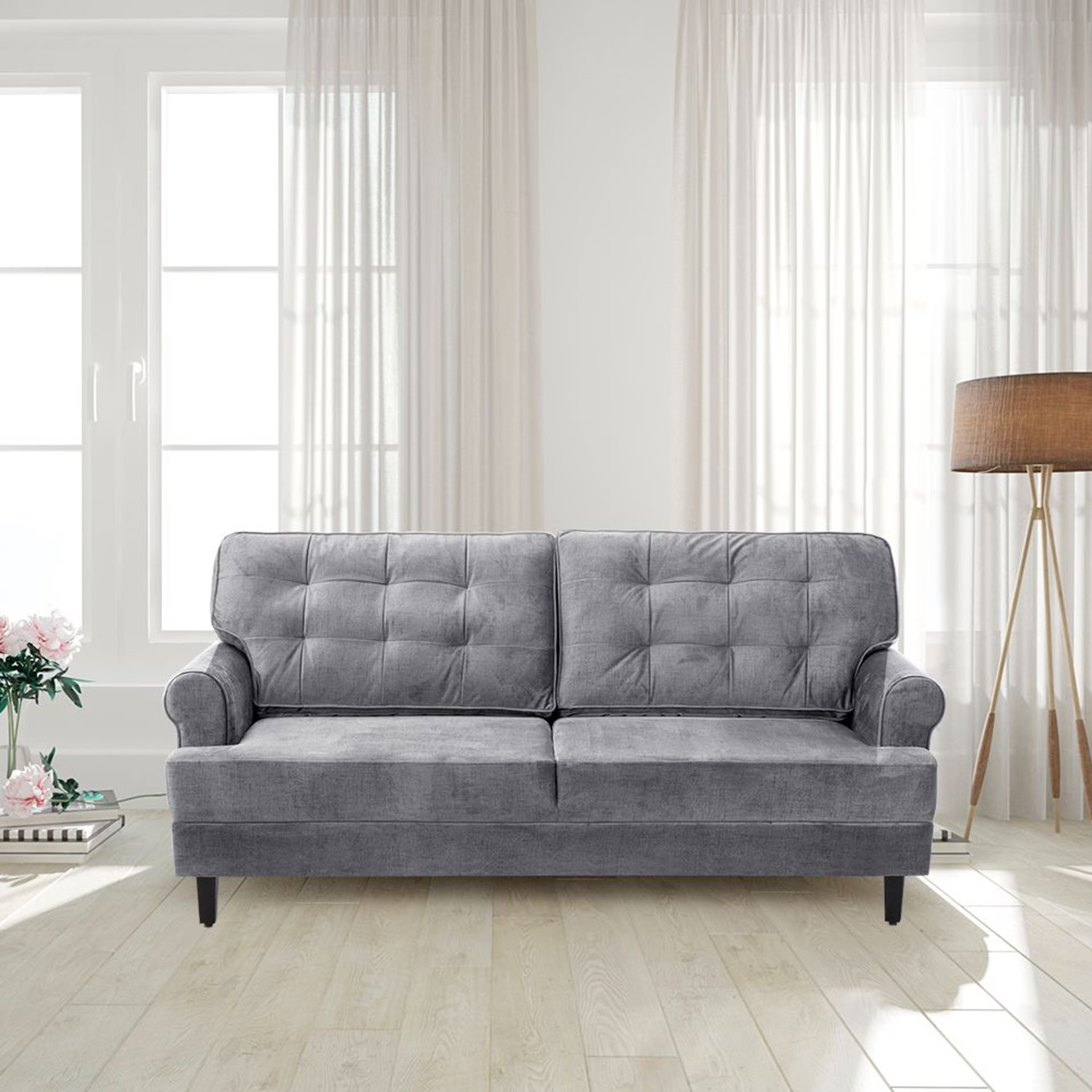 Wakefit Dreamer Plus Sofa -Three Seater Regular, Three Seater, Charcoal Grey