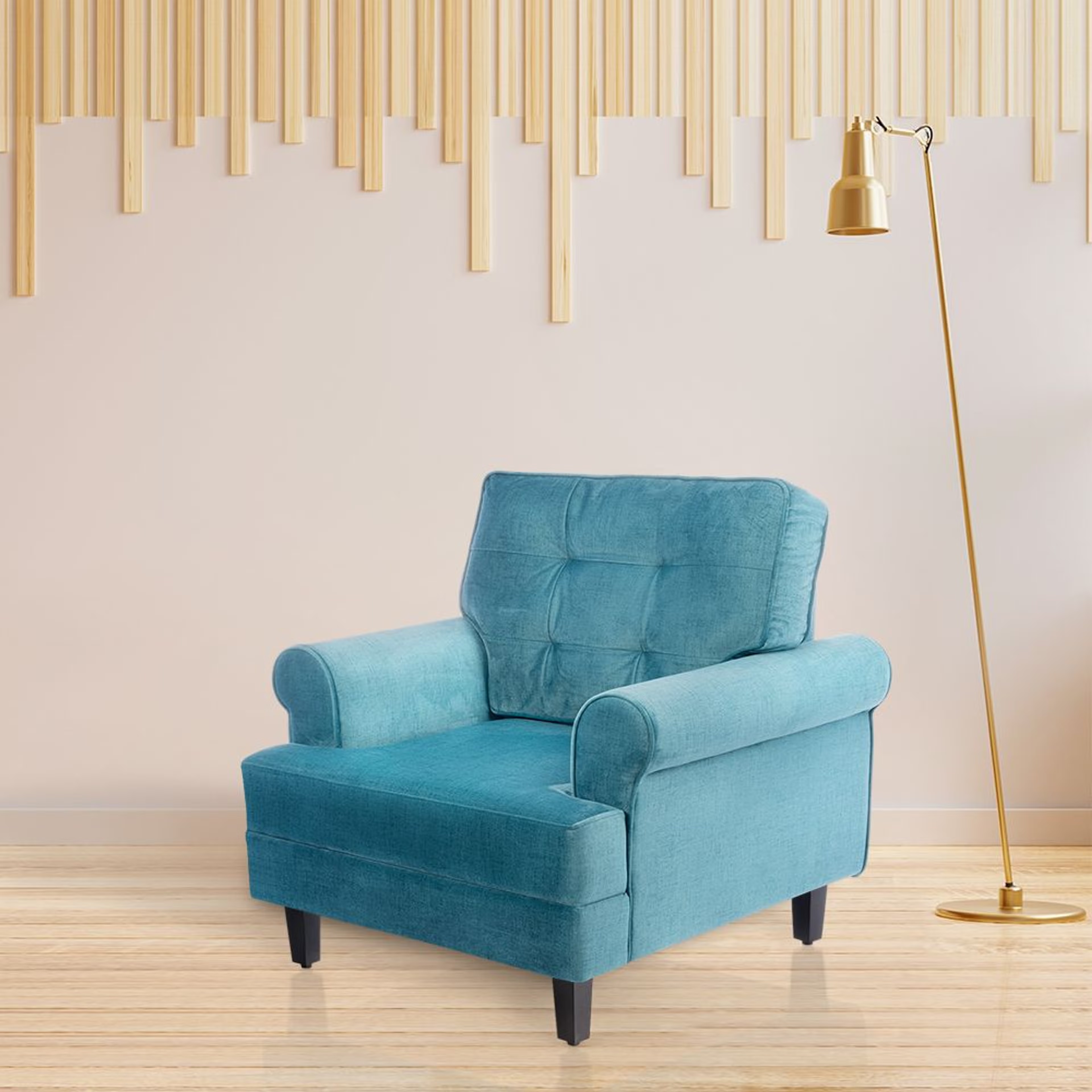Wakefit Dreamer Plus Sofa - Single Seater Regular, Single Seater, Aqua Blue