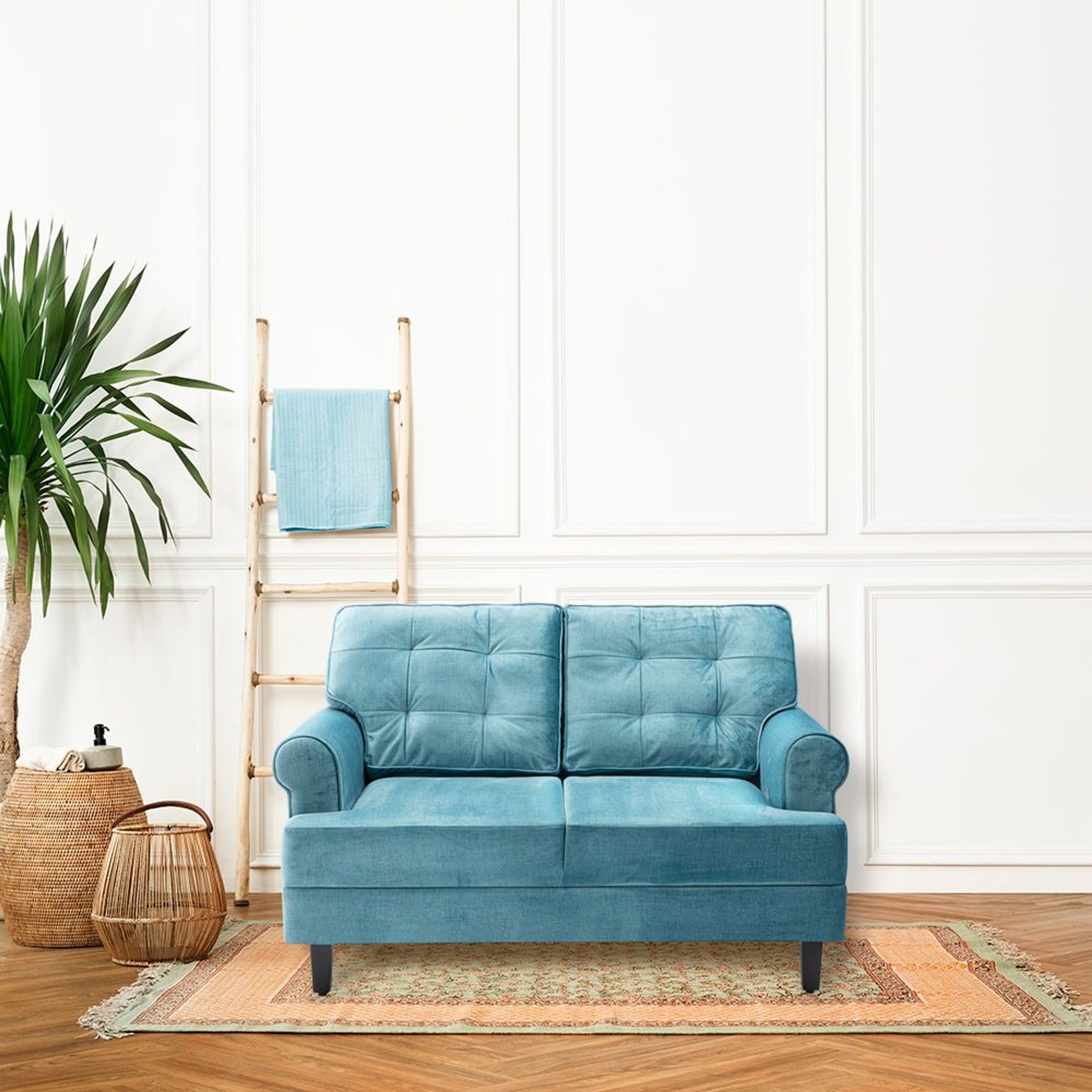Wakefit Dreamer Plus Sofa - Two Seater Regular, Two Seater, Aqua Blue