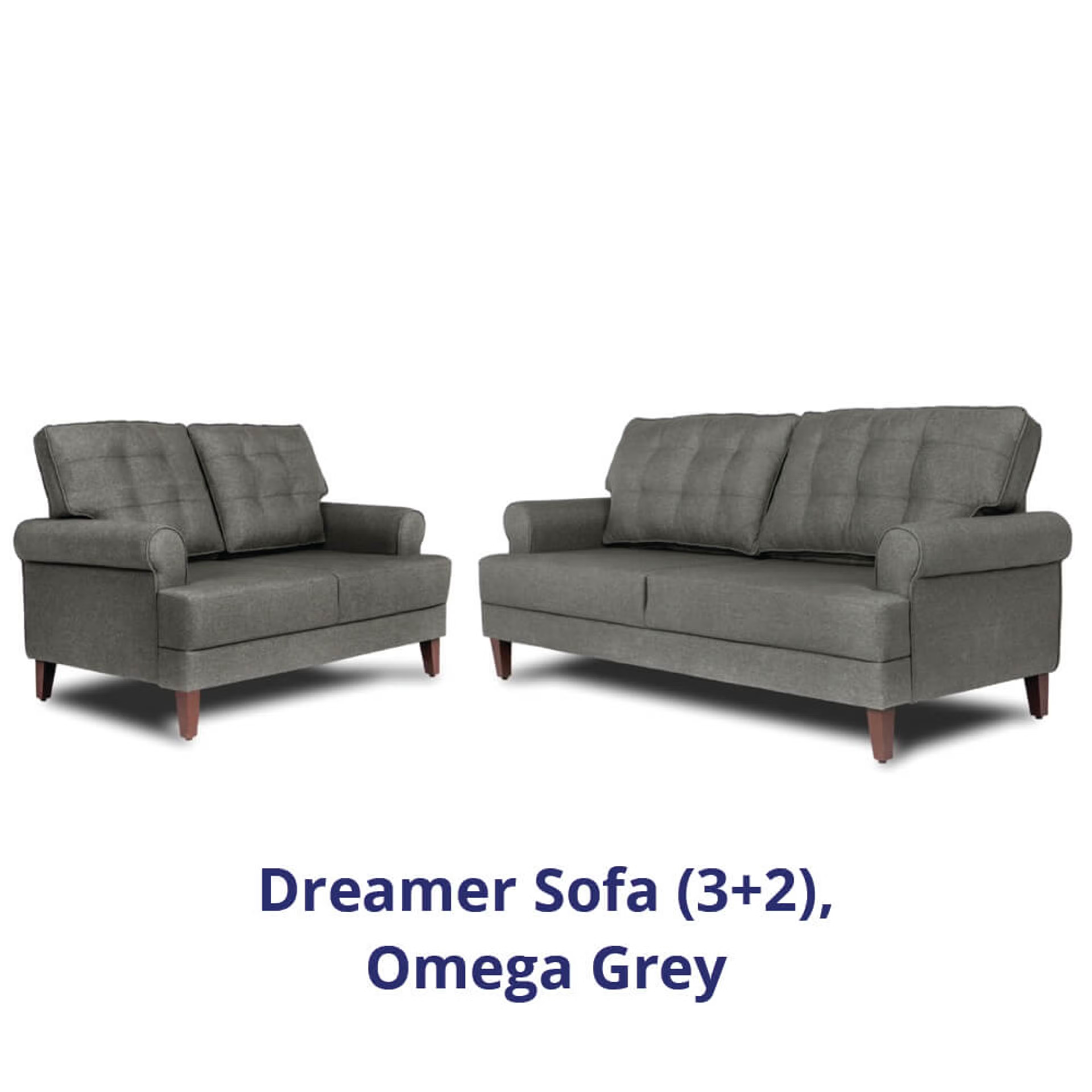 Wakefit Dreamer Sofa Set (3+2) Regular, 3 + 2, Omega Grey