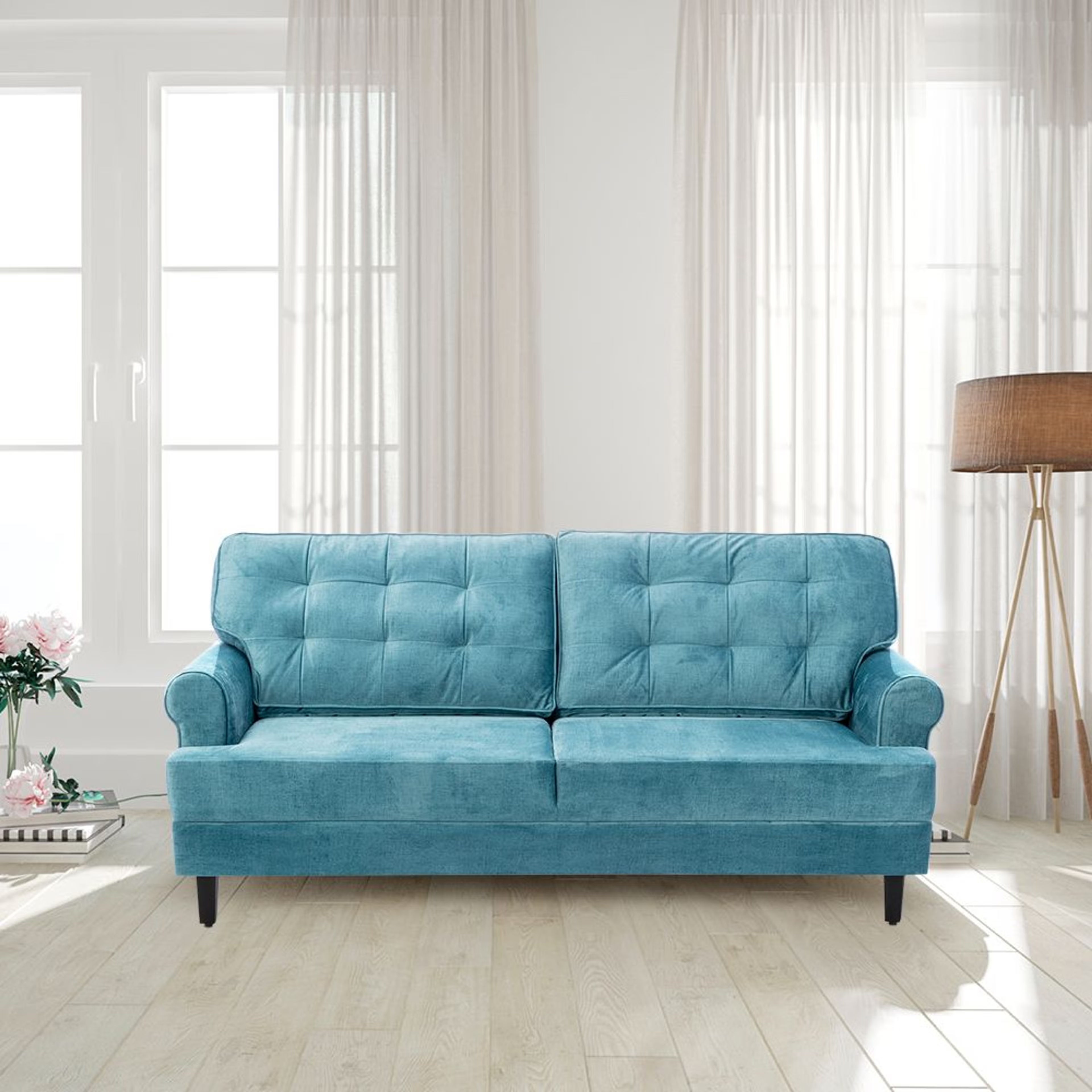 Home 39 Wakefit Dreamer Plus Sofa -Three Seater Regular, Three Seater, Aqua Blue