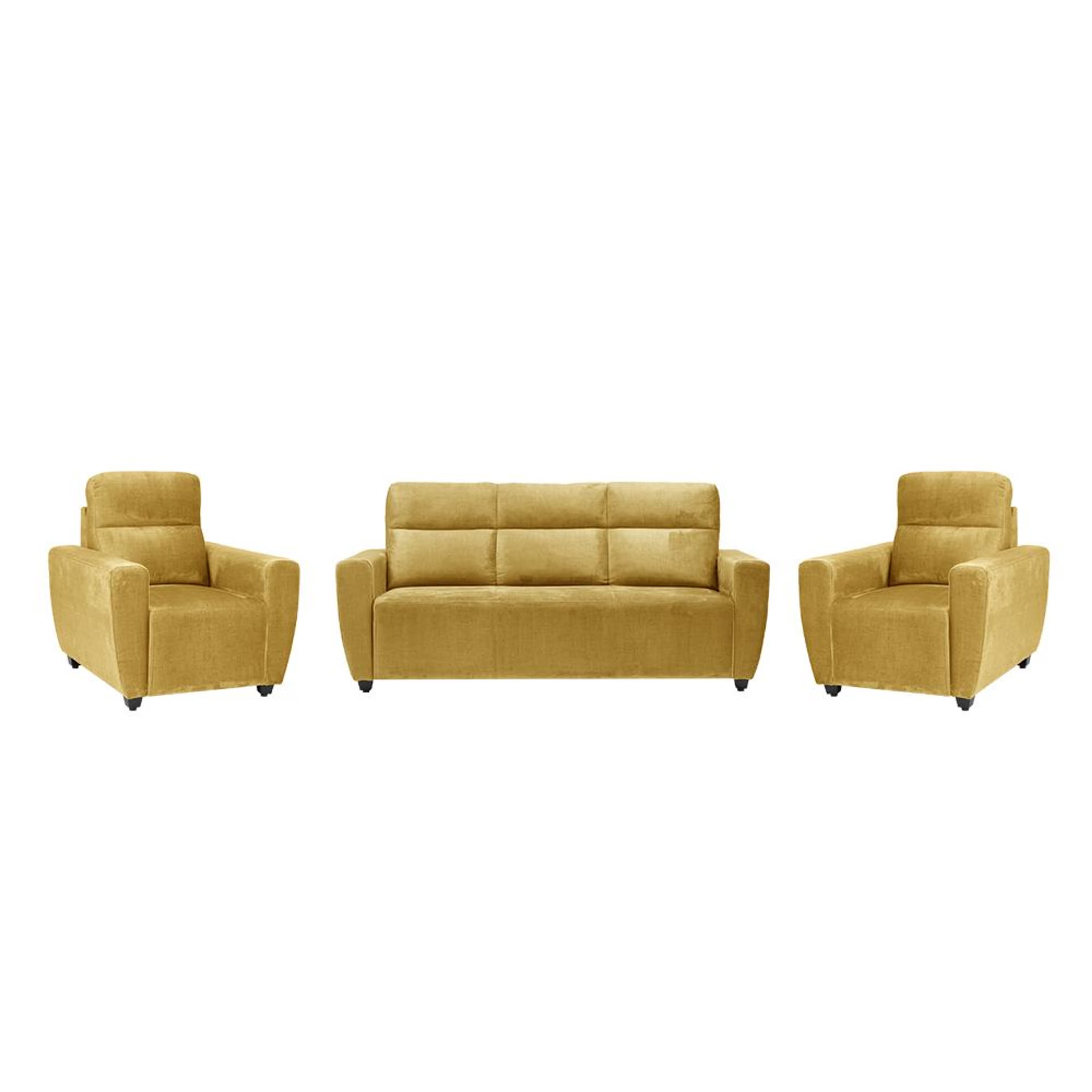 Wakefit Belize Plus Sofa Set - (2+1+1) Regular, Set (2+1+1), Yellow