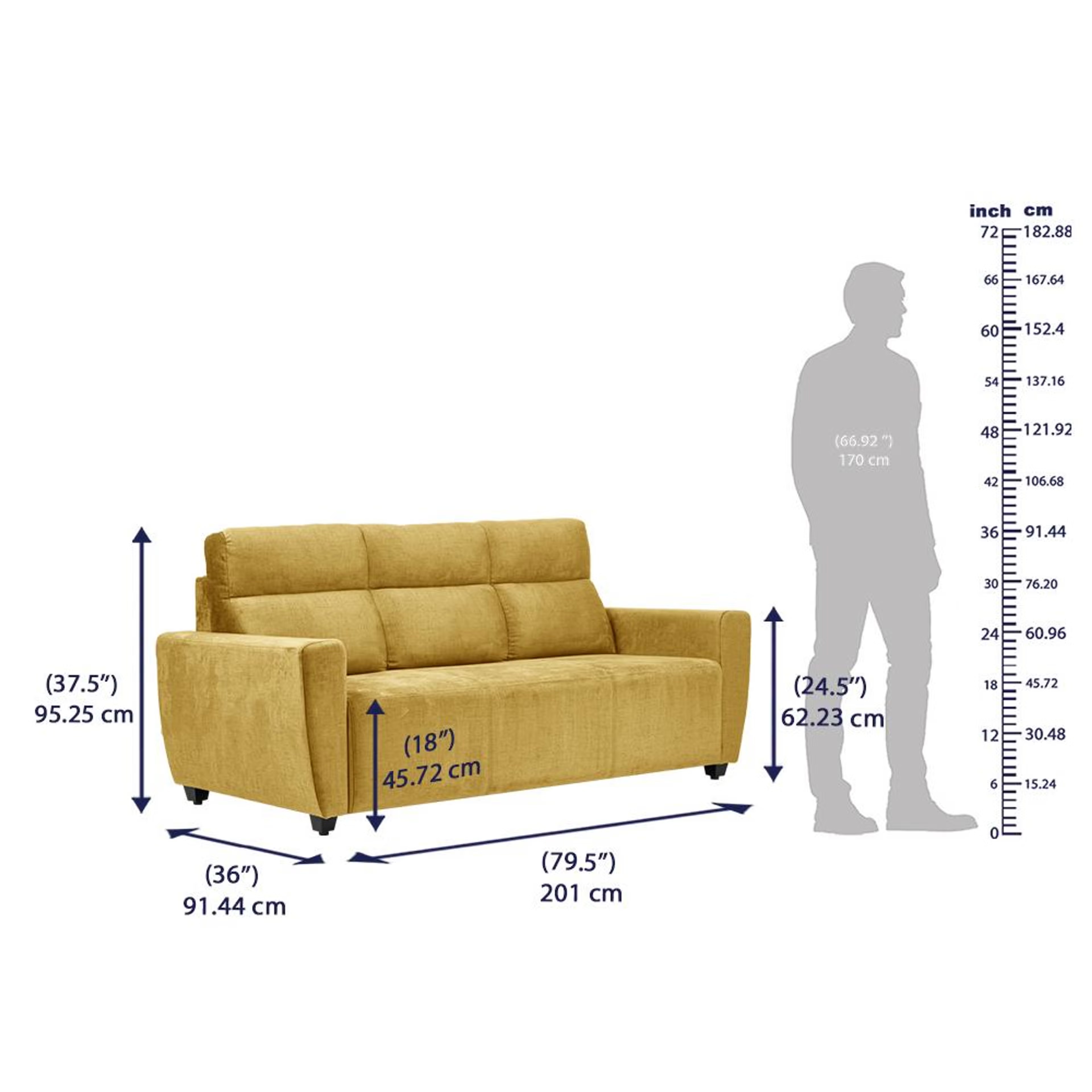 Home 29 Wakefit Belize Plus Sofa Set - (3+2+1) Regular, Set (3+2+1), Yellow