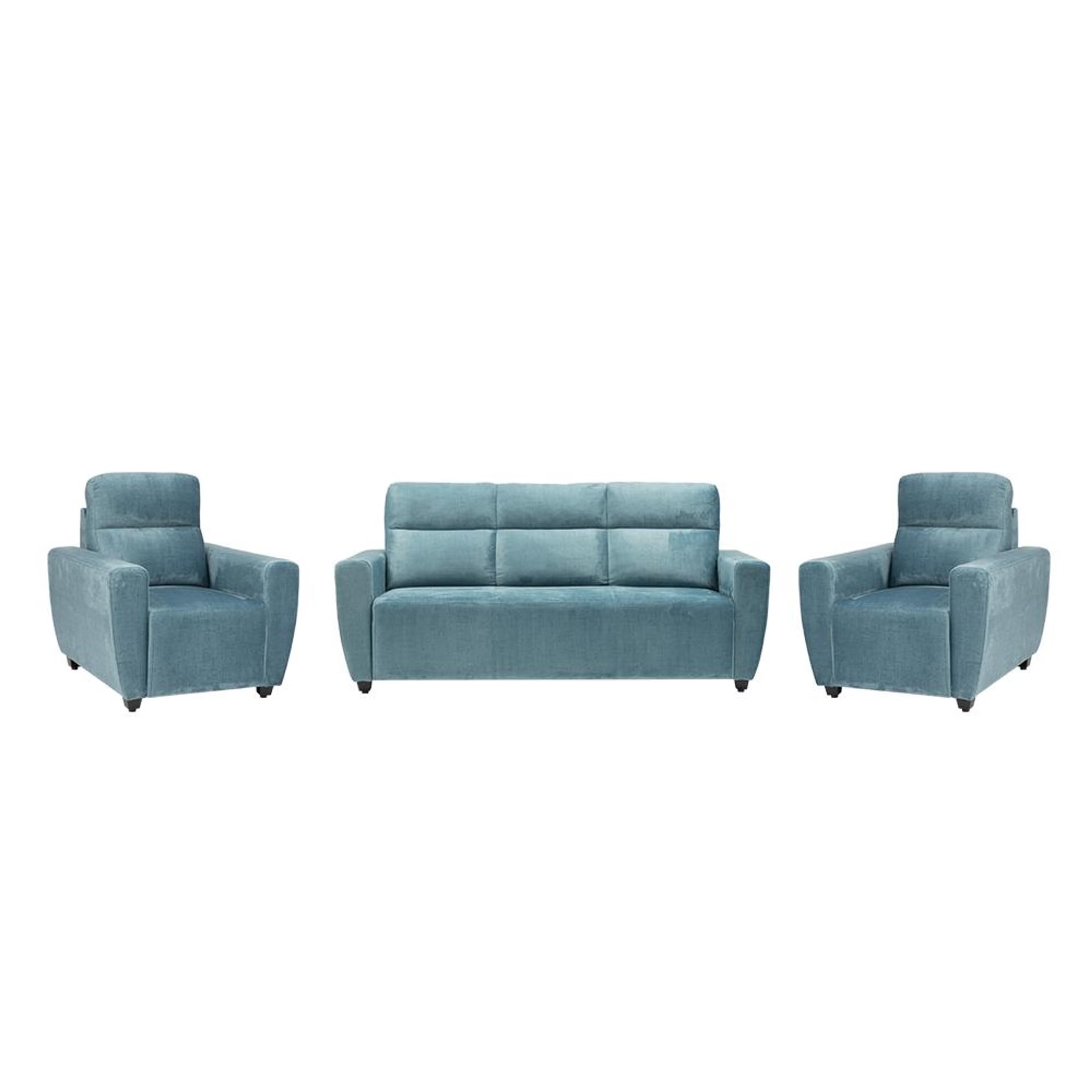 Wakefit Belize Plus Sofa Set - (3+1+1) Regular, Set (3+1+1), Aqua Blue