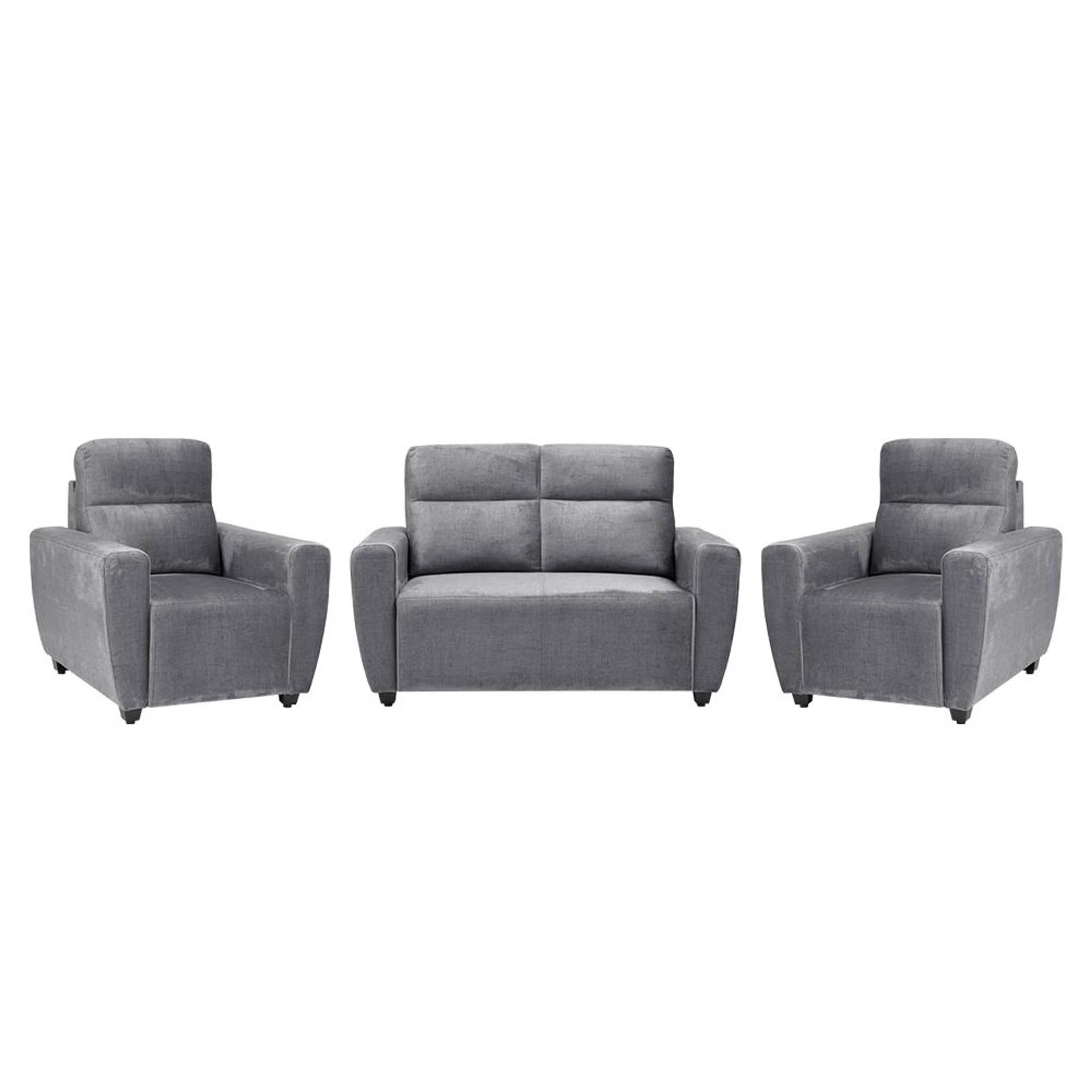 Wakefit Belize Plus Sofa Set - (2+1+1) Regular, Set (2+1+1), Charcoal Grey