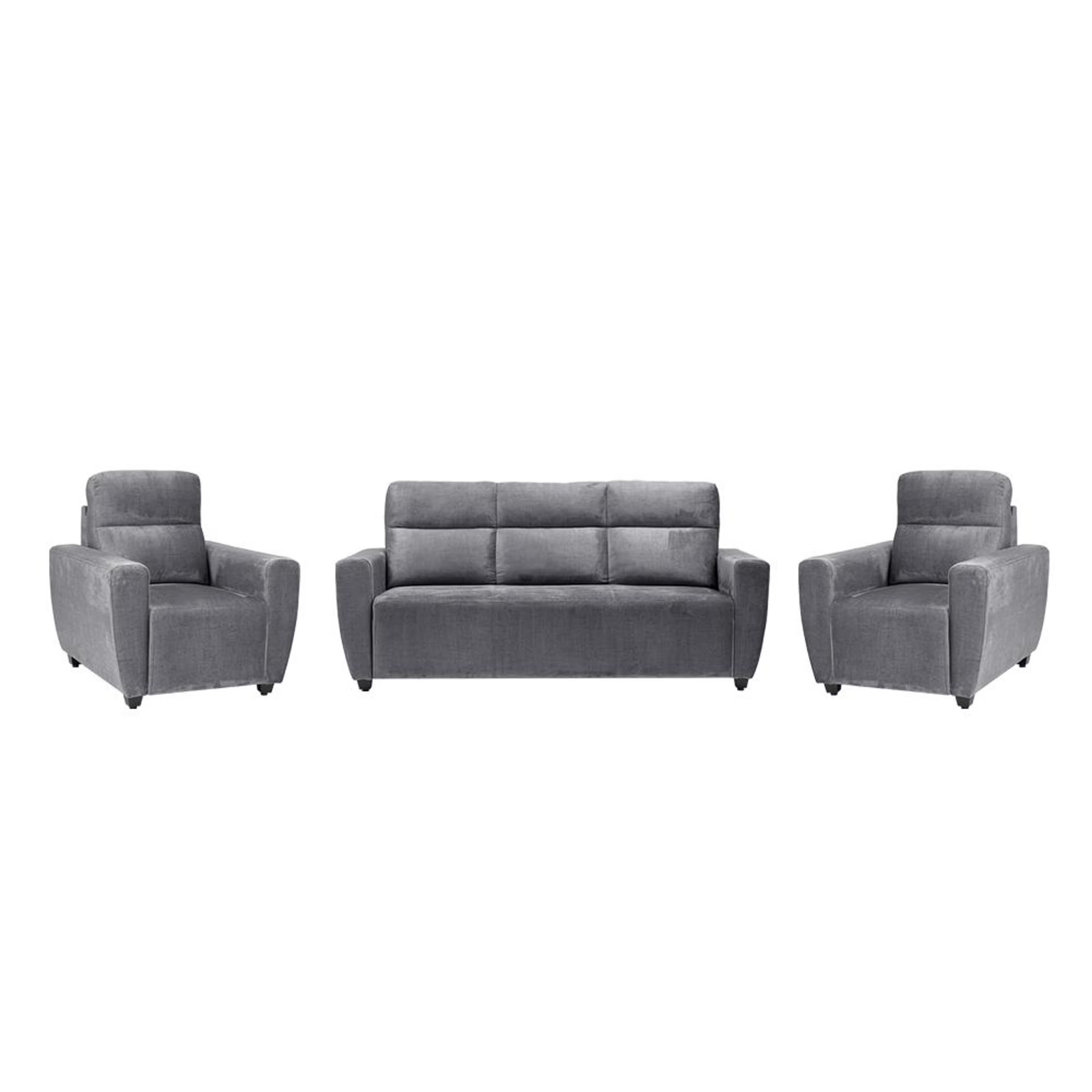 Home 43 Wakefit Belize Plus Sofa Set - (3+1+1) Regular, Set (3+1+1), Charcoal Grey