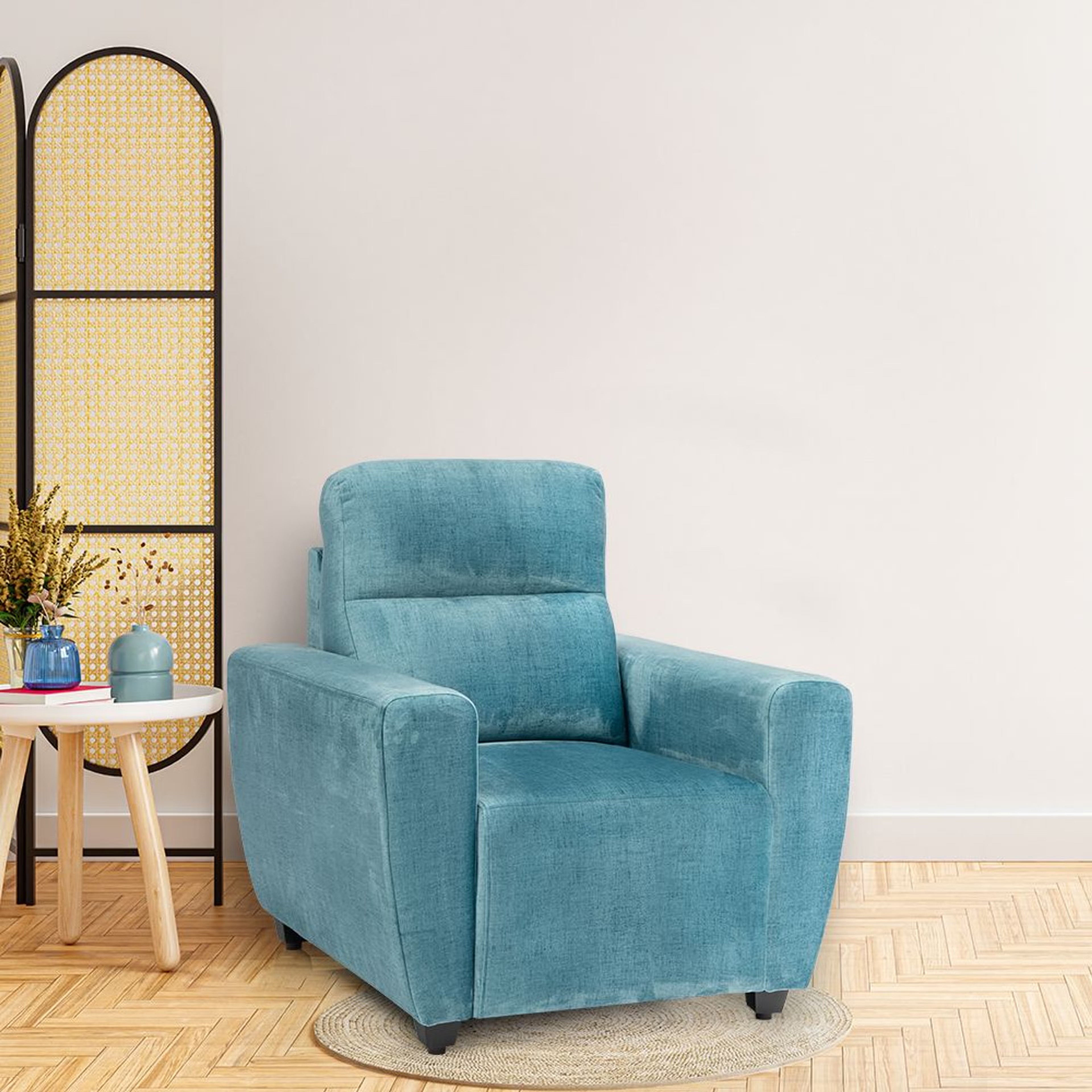 Wakefit Belize Plus Sofa - Single Seater Regular, Single Seater, Aqua Blue