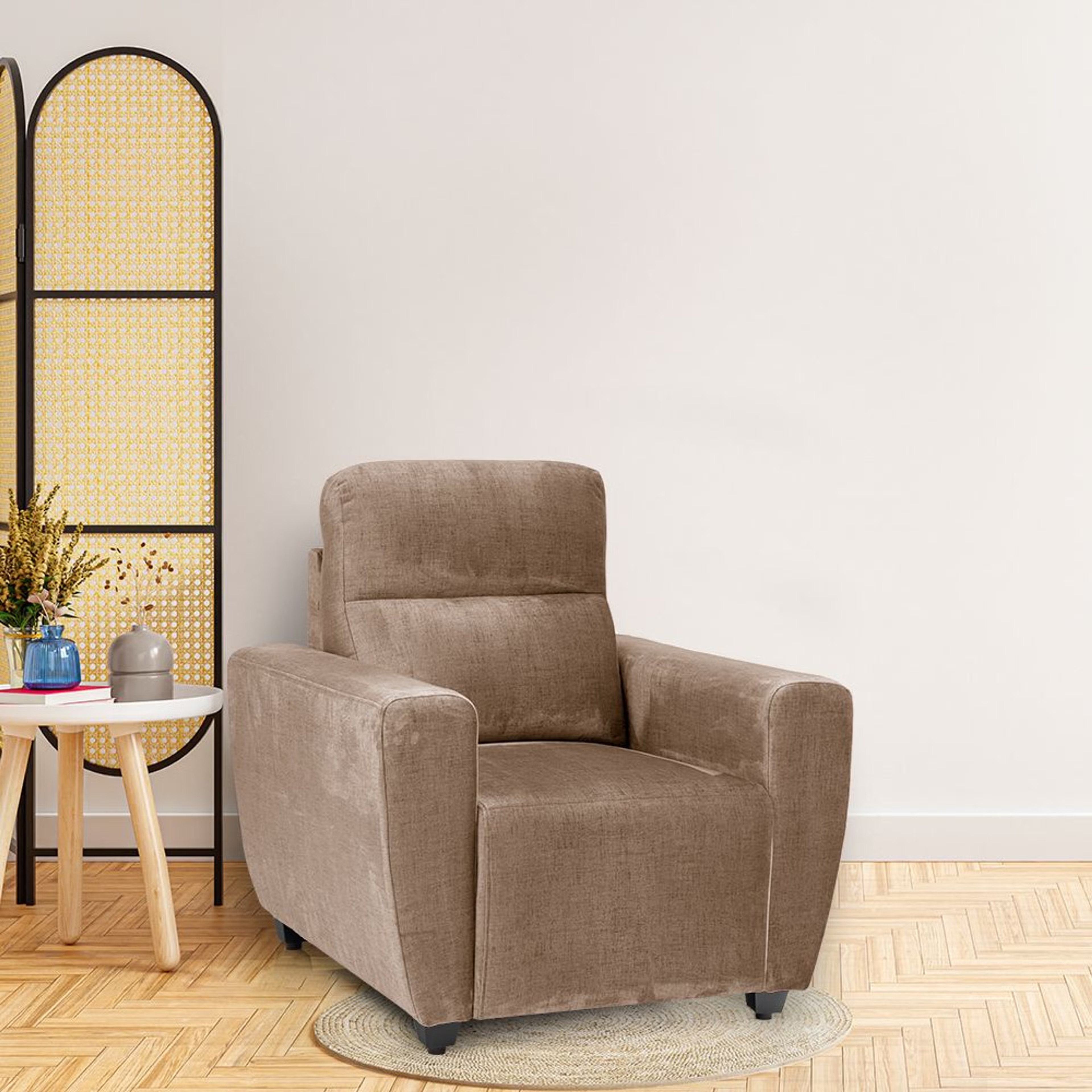 Wakefit Belize Plus Sofa -Single Seater Regular, Single Seater, Mocha Brown