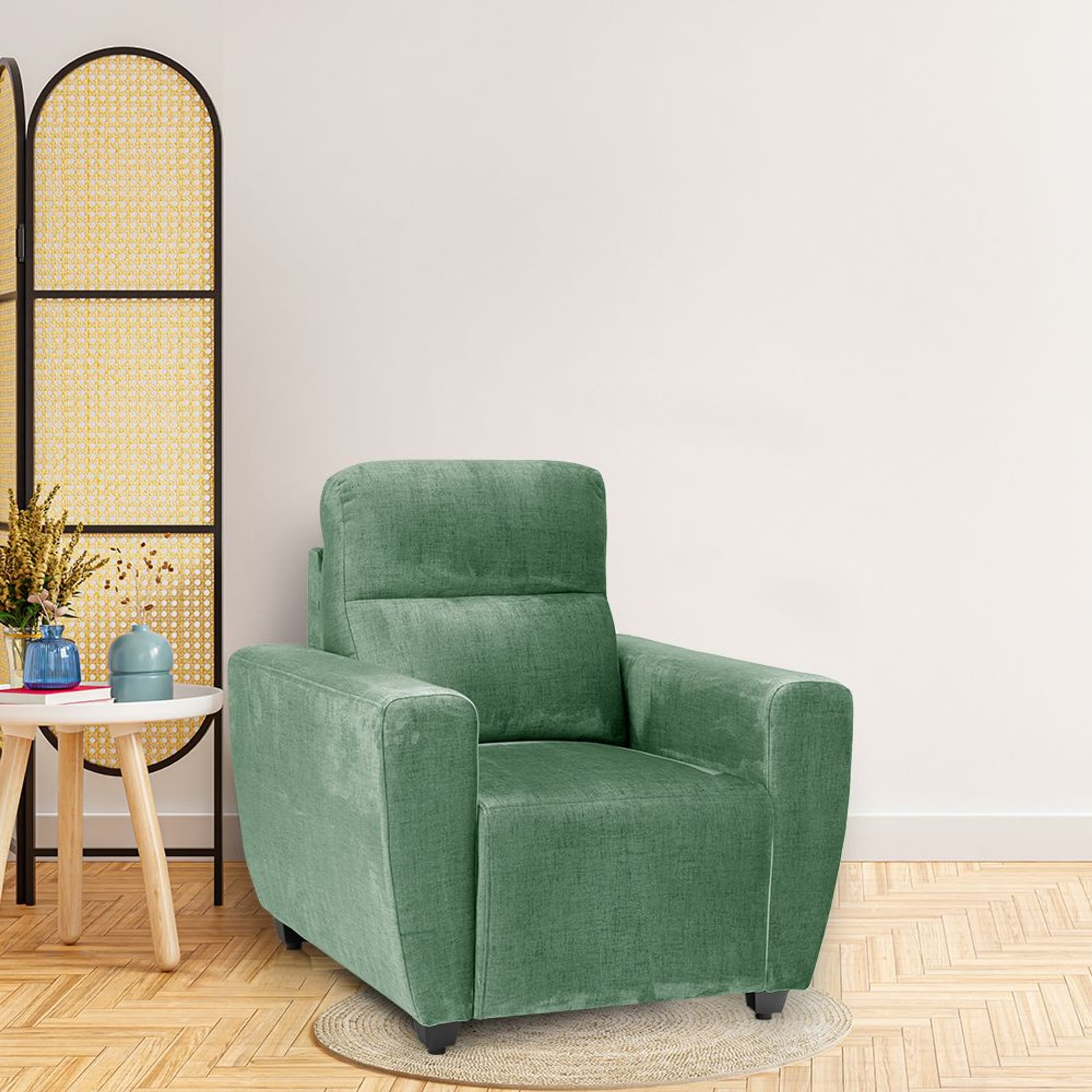 Wakefit Belize Plus Sofa -Single Seater Regular, Single Seater, Green