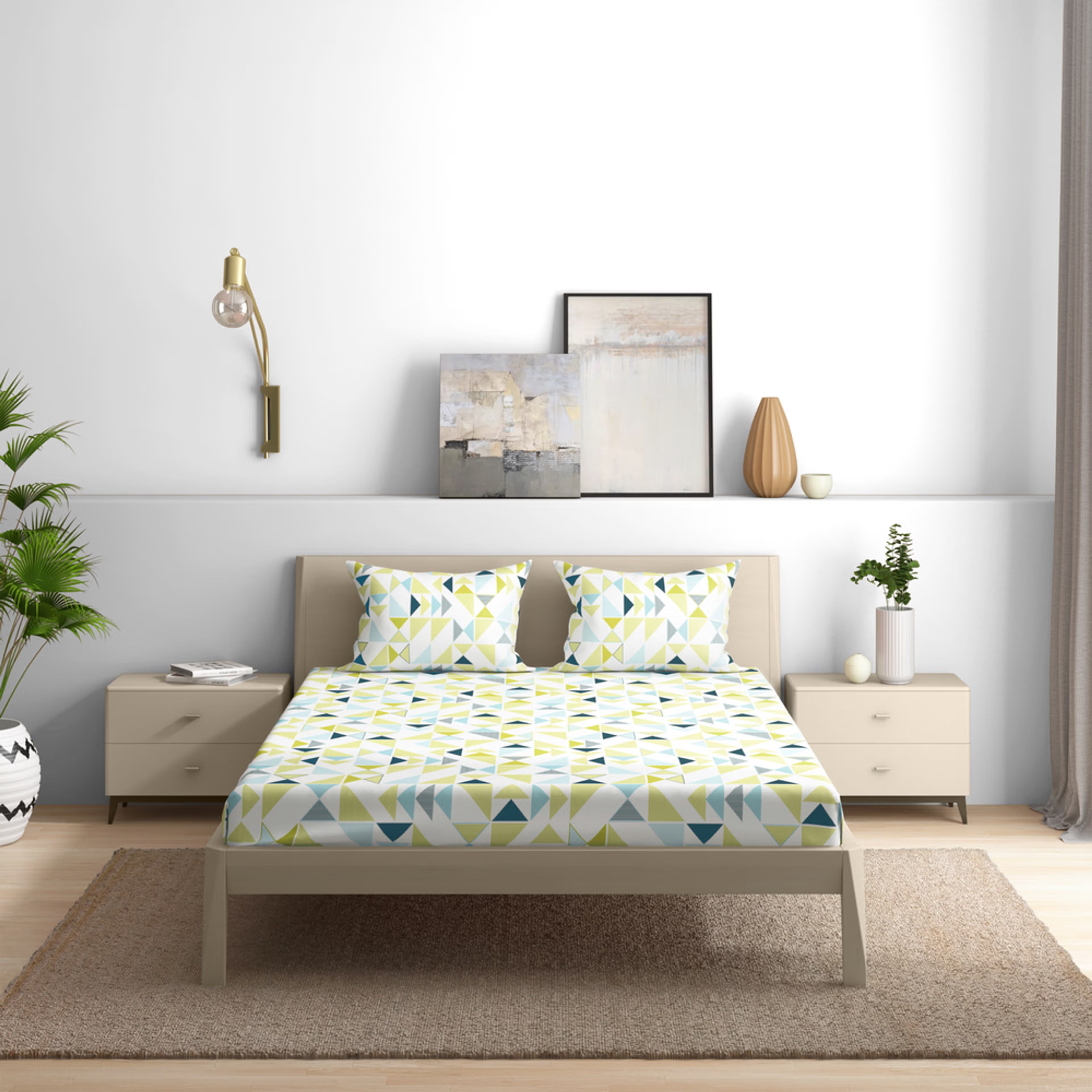 100% Cotton 200 TC Fitted Bedsheet With 2 Pillow Covers | Maze King, 72" x 72", Maze| 1.83m x 1.83m King - 72" x 72 6 100% Cotton 200 TC Fitted Bedsheet With 2 Pillow Covers | Maze King, 72" x 72", Maze| 1.83m x 1.83m King - 72" x 72\