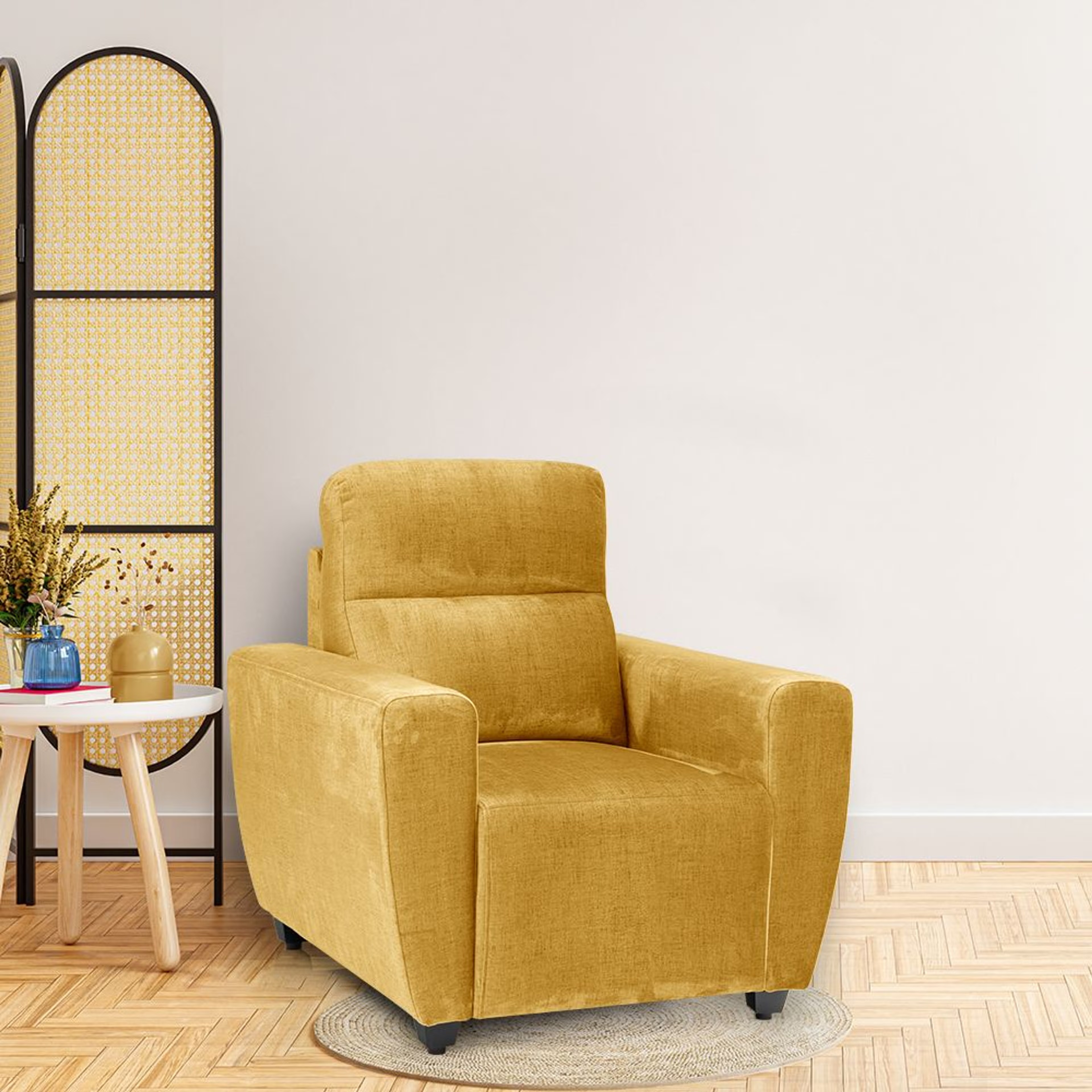Wakefit Belize Plus Sofa -Single Seater Regular, Single Seater, Yellow