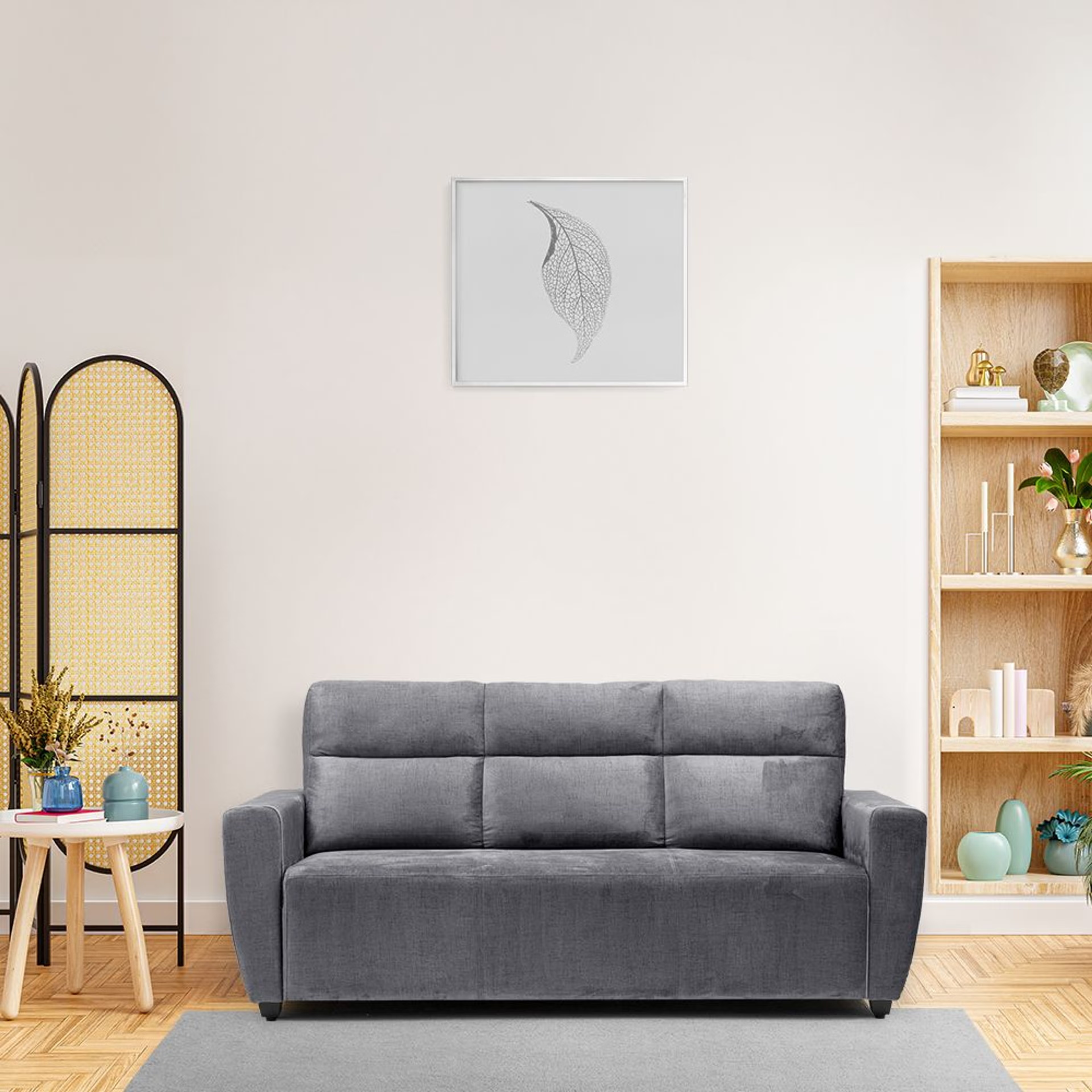 Home 39 Wakefit Belize Plus Sofa - Three Seater Regular, Three Seater, Charcoal Grey