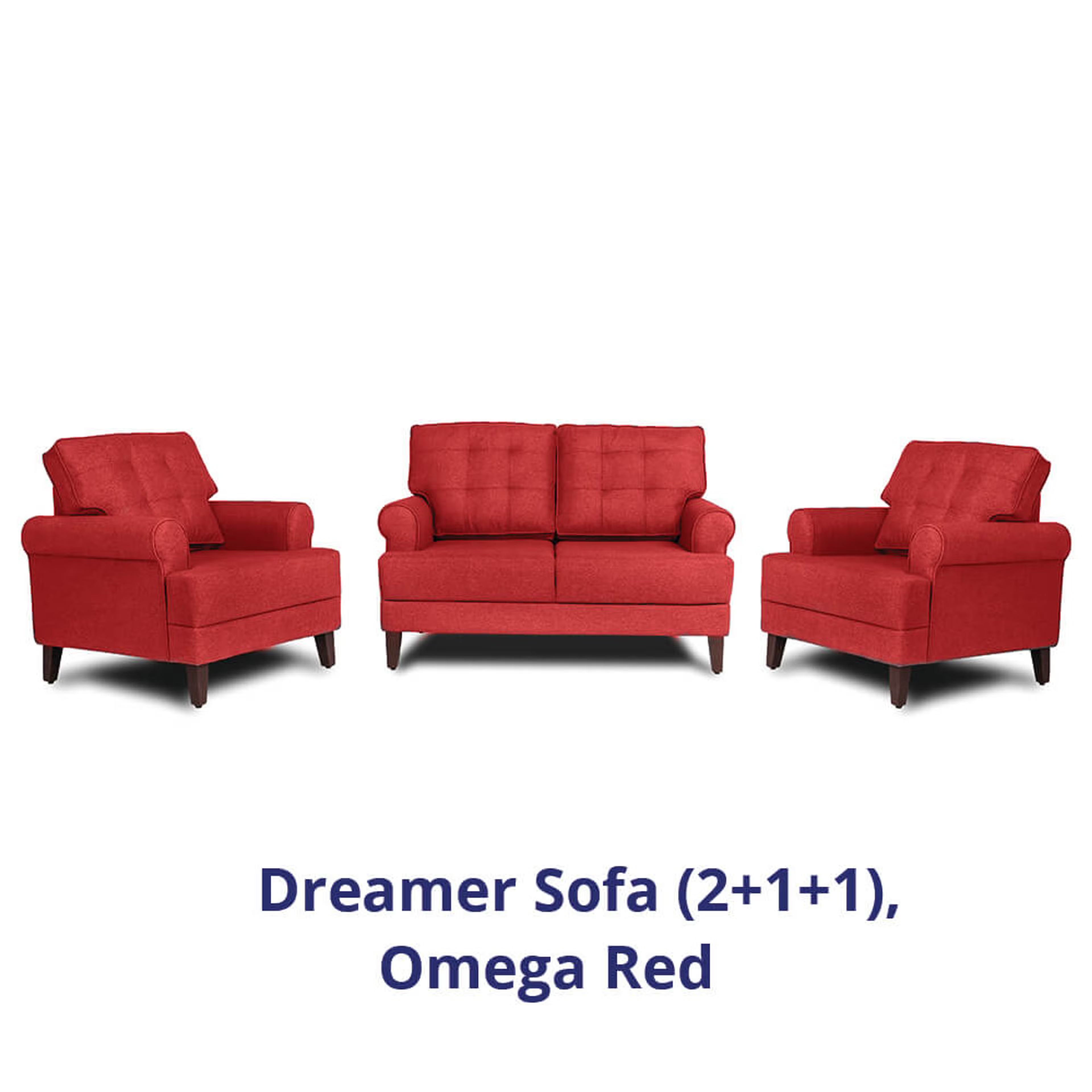Home 41 Wakefit Dreamer Sofa Set (2+1+1) Regular, 2 + 1 + 1, Omega Red