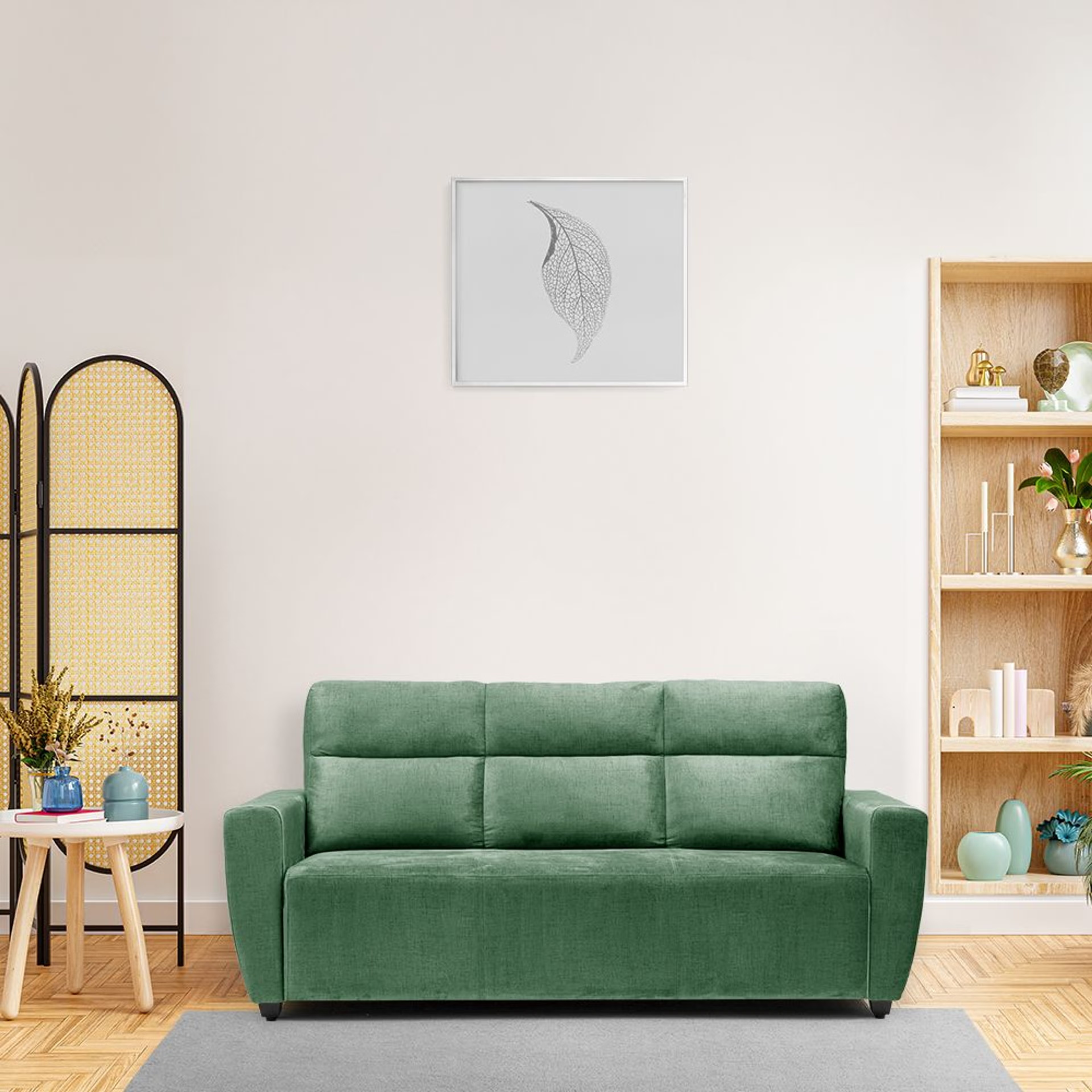 Wakefit Belize Plus Sofa - Three Seater Regular, Three Seater, Green