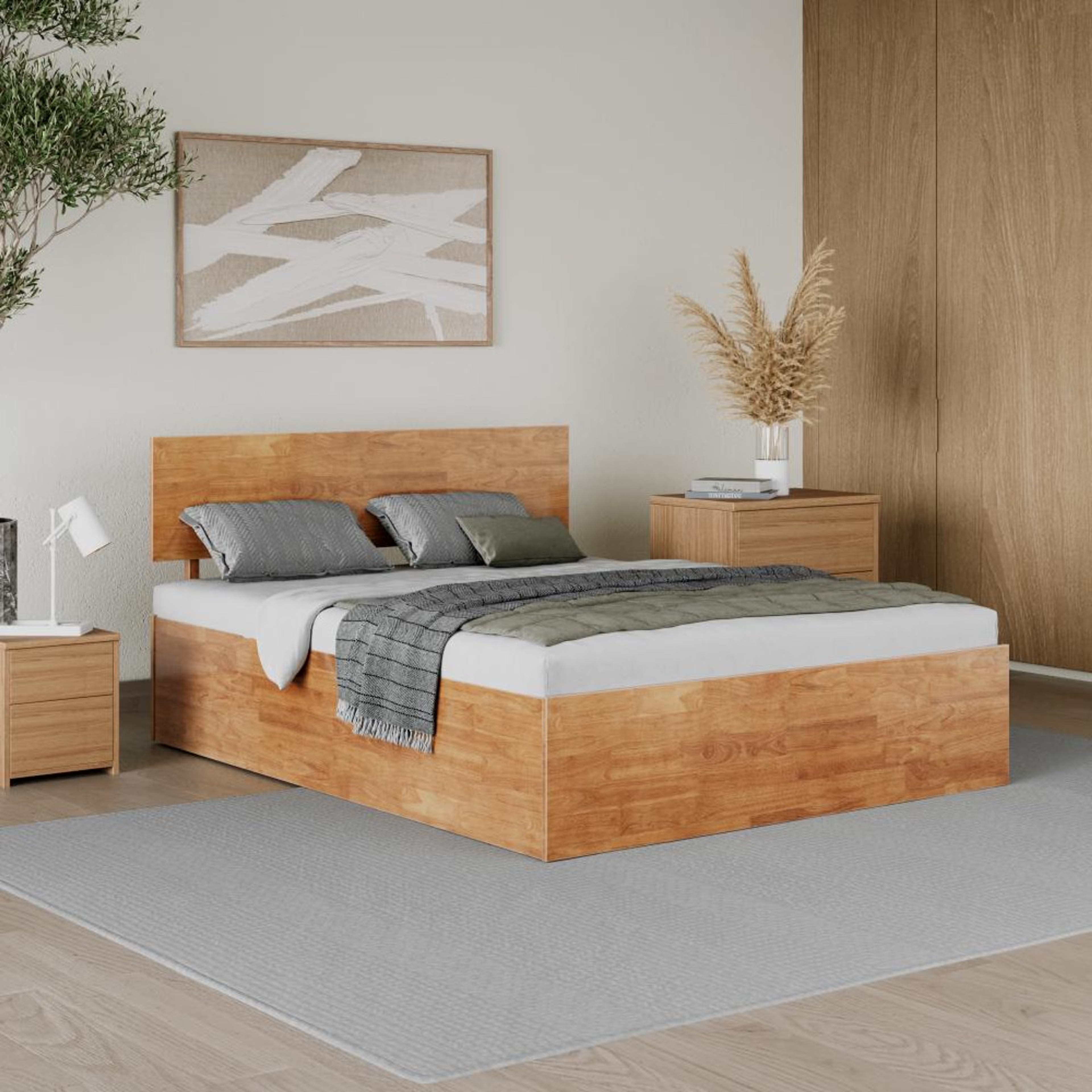 Wakefit Rico Solid Wood Queen Size With Storage Bed Queen - 78" x 60\