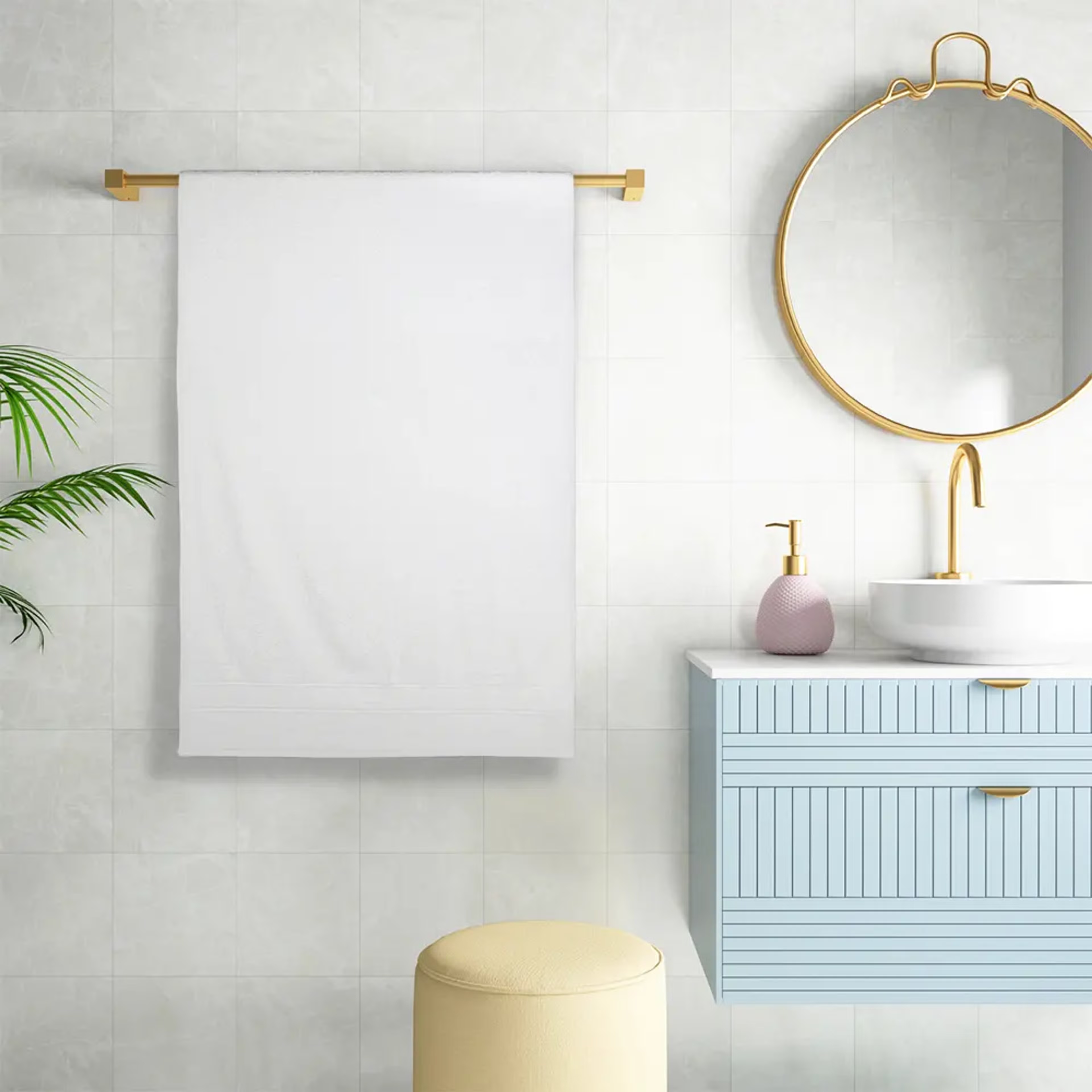 Large Bath Towel | 100% Terry Cotton | Set of 1 | 500 GSM | Premium, Super-Soft, Absorbent & Odor Resistant | 55 x 27.5 Inches Bath Towel, Set of 1, White
