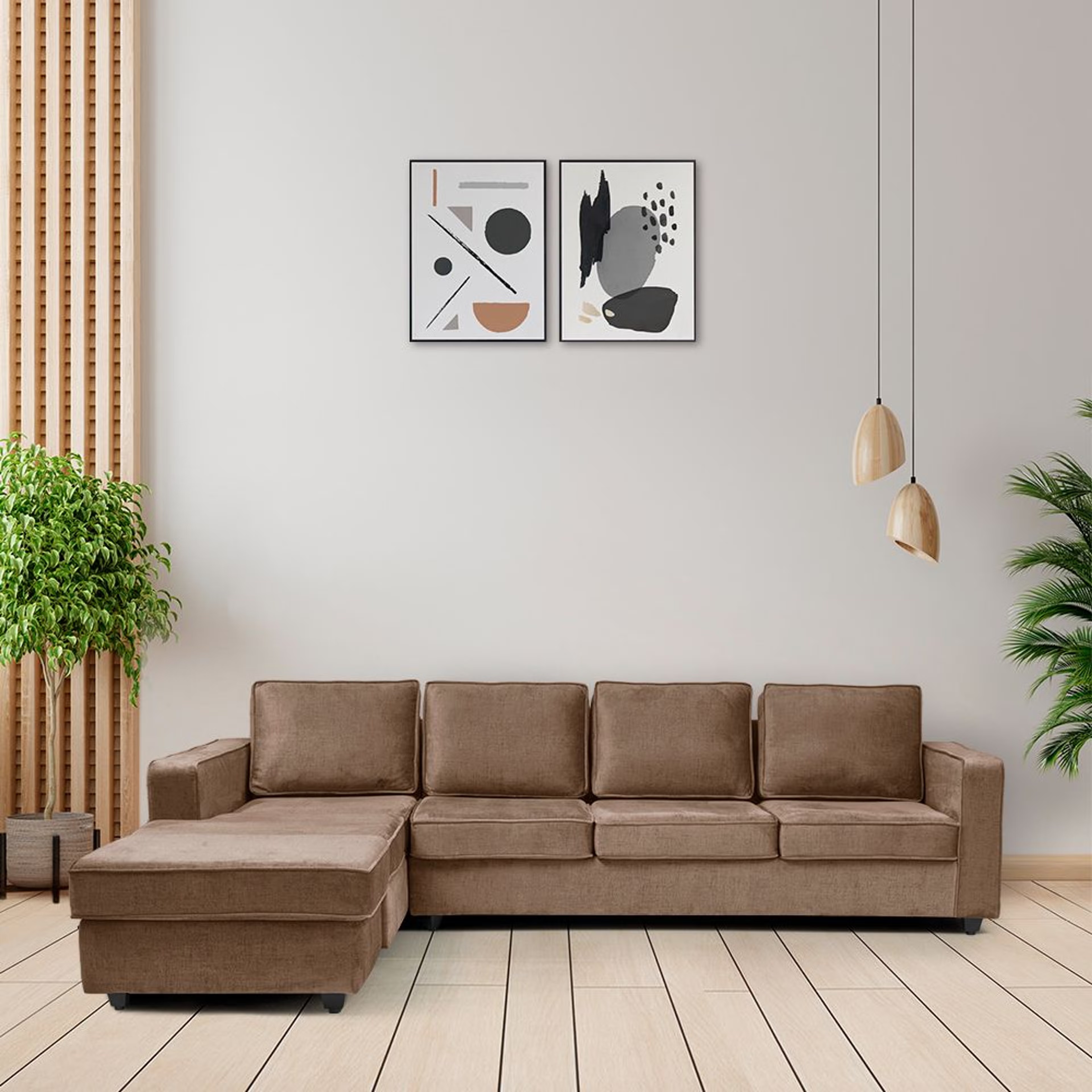 Home 25 Wakefit Napper Plus L Shape Sofa Set (3 Seater + Left Aligned Chaise) Sectional, Set (3 Seater + Left Aligned Chaise), Mocha Brown
