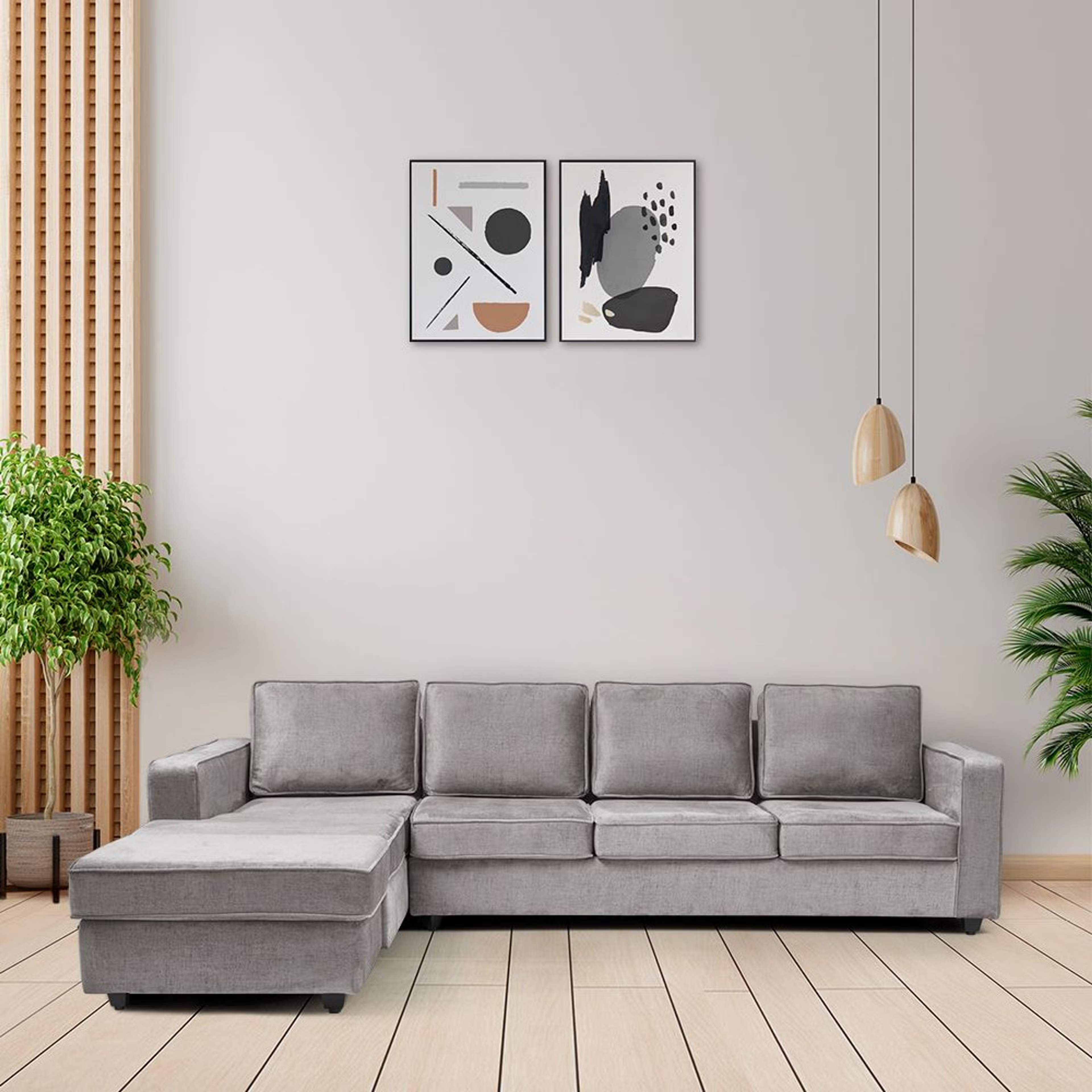 Wakefit Napper Plus L Shape Sofa Set (3 Seater + Left Aligned Chaise) Sectional, Set (3 Seater + Left Aligned Chaise), White
