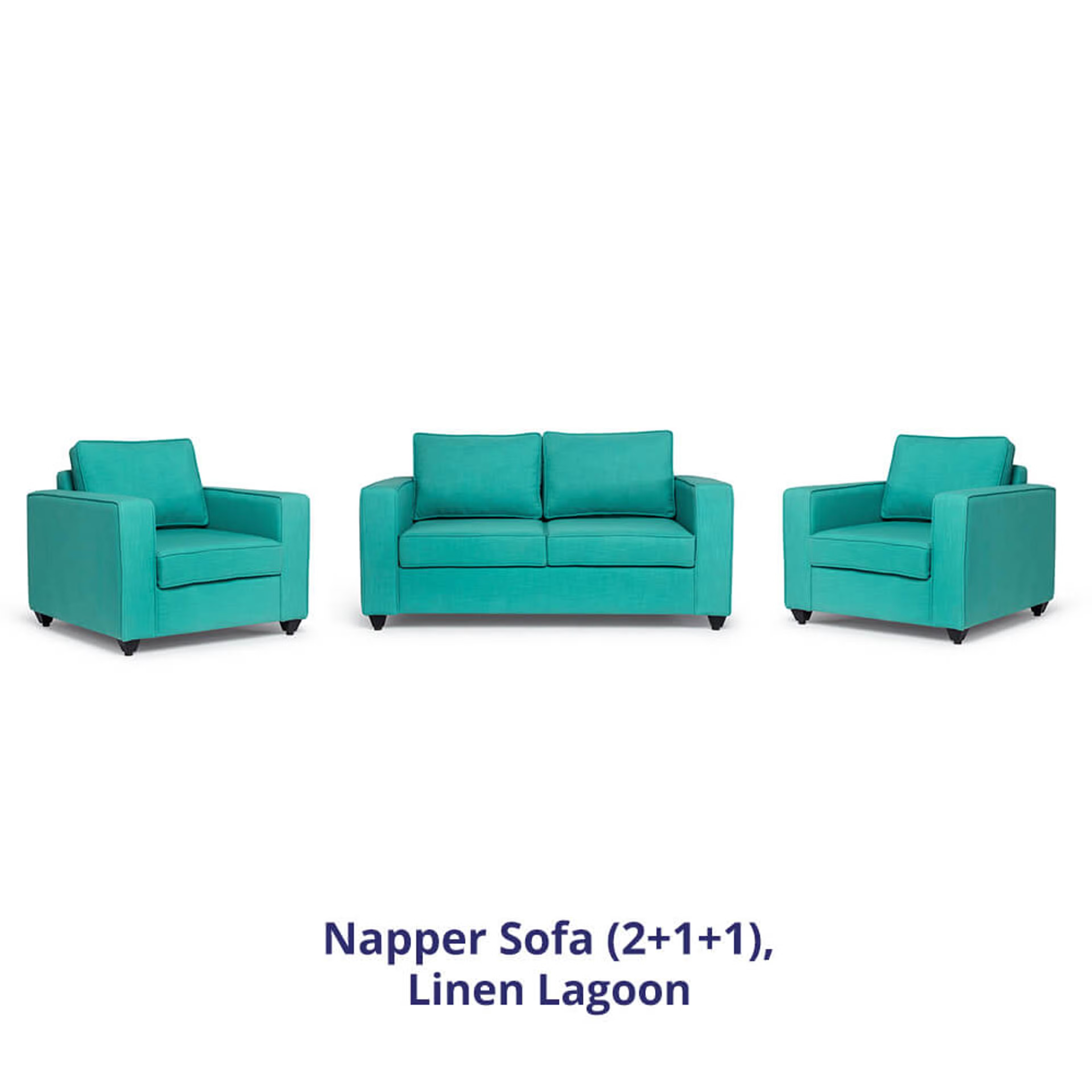 Wakefit Napper Sofa Regular, Without Storage, 2+1+1, Lagoon