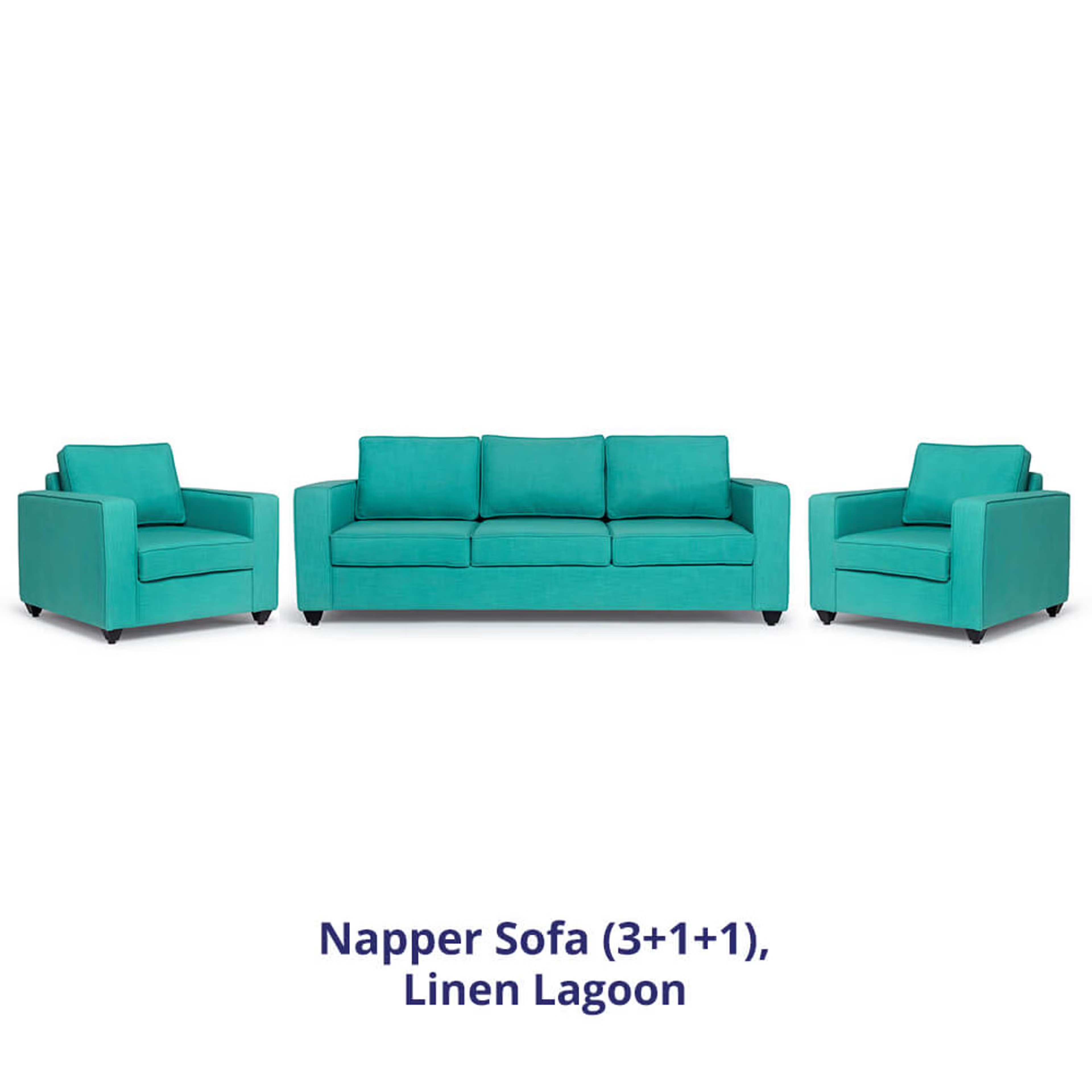 Wakefit Napper Sofa Regular, Without Storage, 3+1+1, Lagoon
