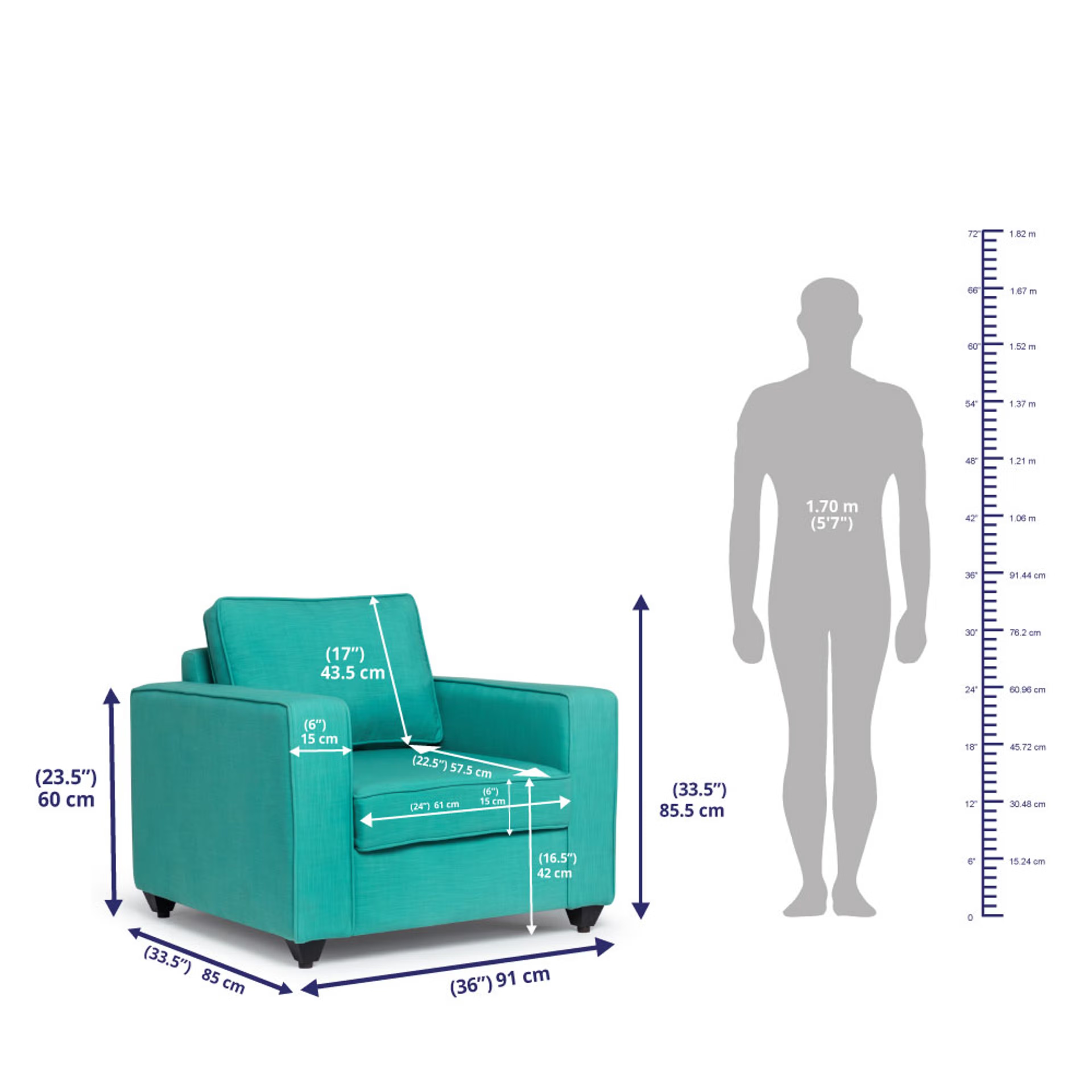 Wakefit Napper Sofa Regular, Without Storage, 3+1+1, Lagoon 8 Wakefit Napper Sofa Regular, Without Storage, 3+1+1, Lagoon