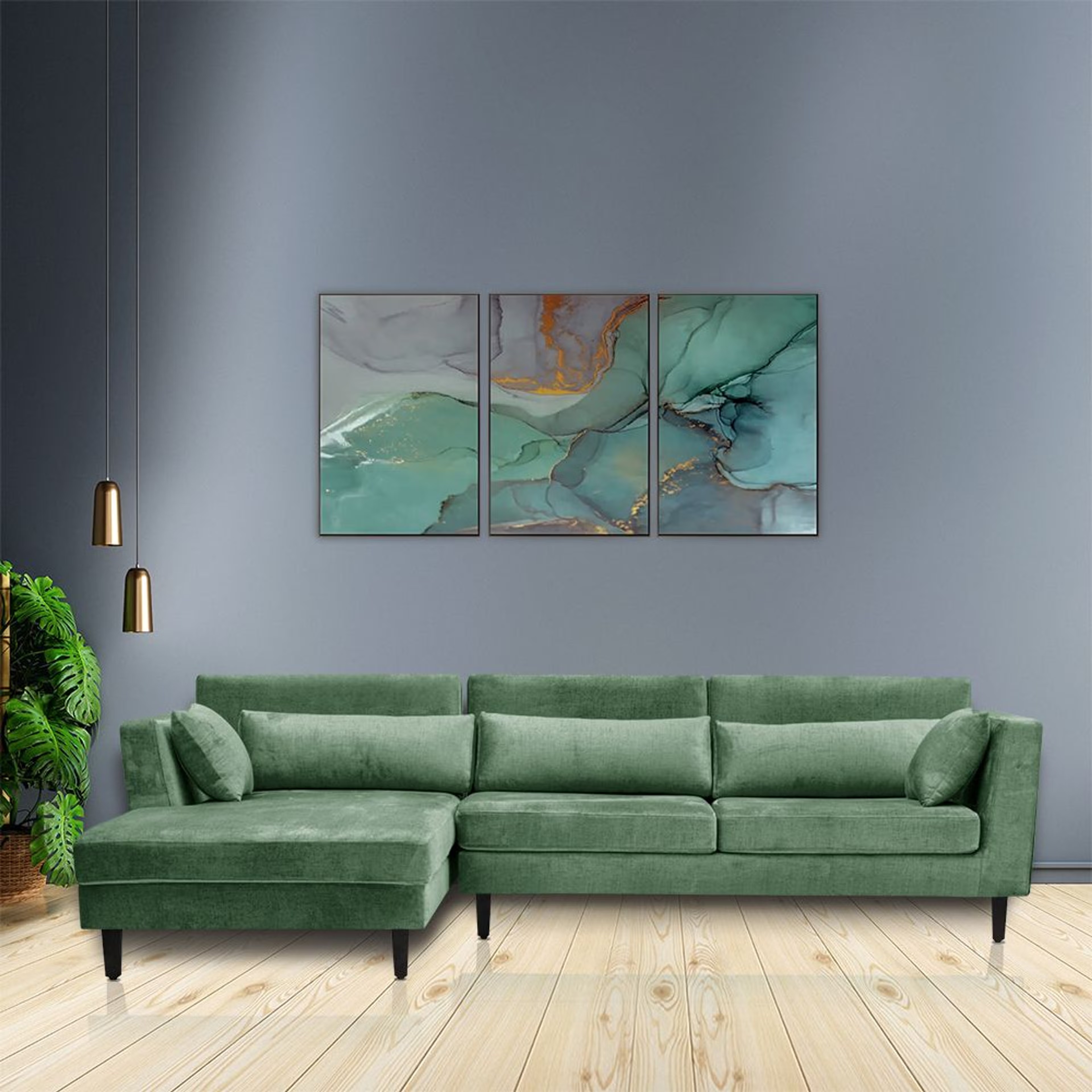 Home 43 Wakefit Snoozepro Plus L Shape Sofa Set (3 Seater + Left Aligned Chaise) Sectional, Set (3 Seater + Left Aligned Chaise), Green
