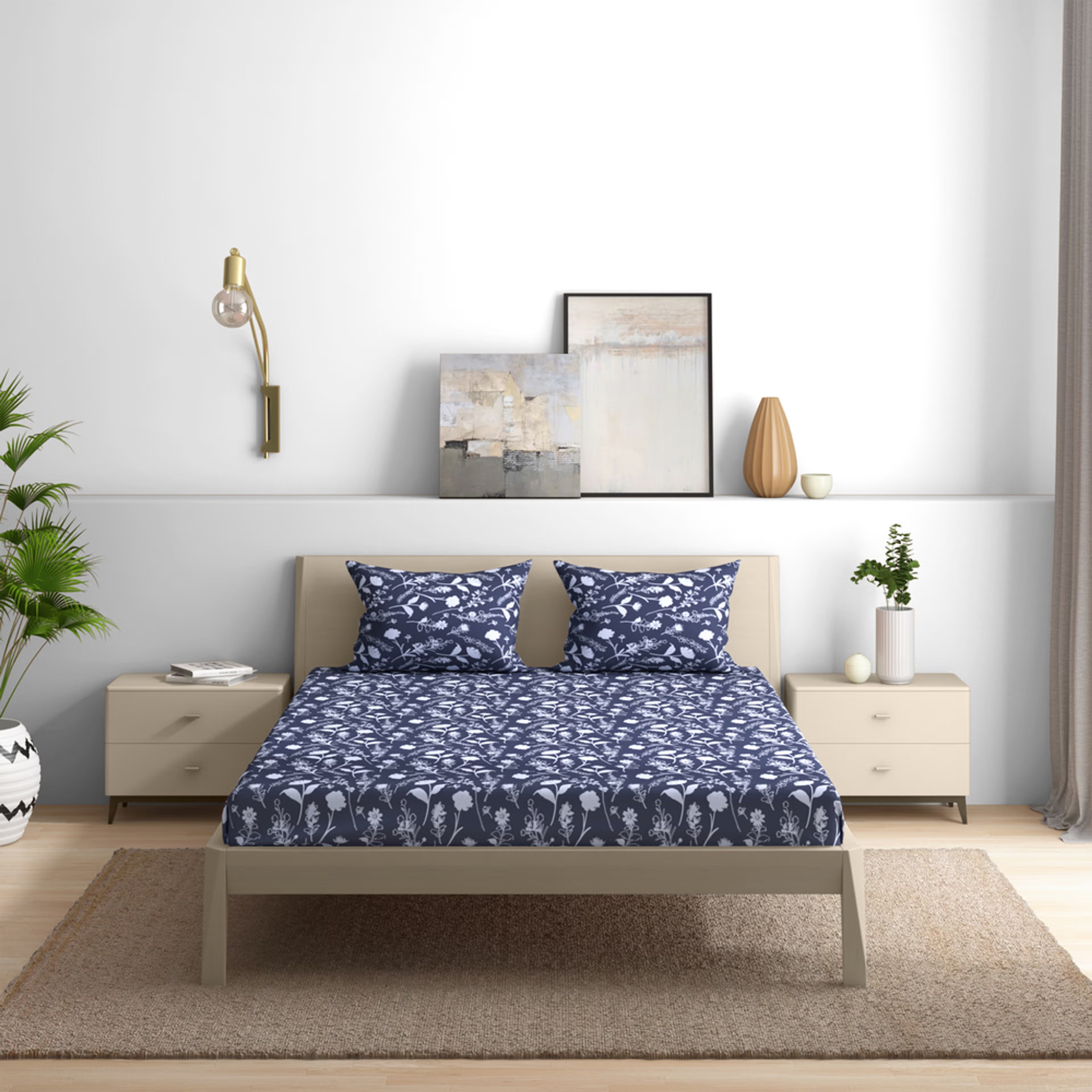 Wakefit 100% Cotton 200 TC Fitted Bedsheet With 2 Pillow Cover I Evelyn Queen - 78" x 60 6 Wakefit 100% Cotton 200 TC Fitted Bedsheet With 2 Pillow Cover I Evelyn Queen - 78" x 60\