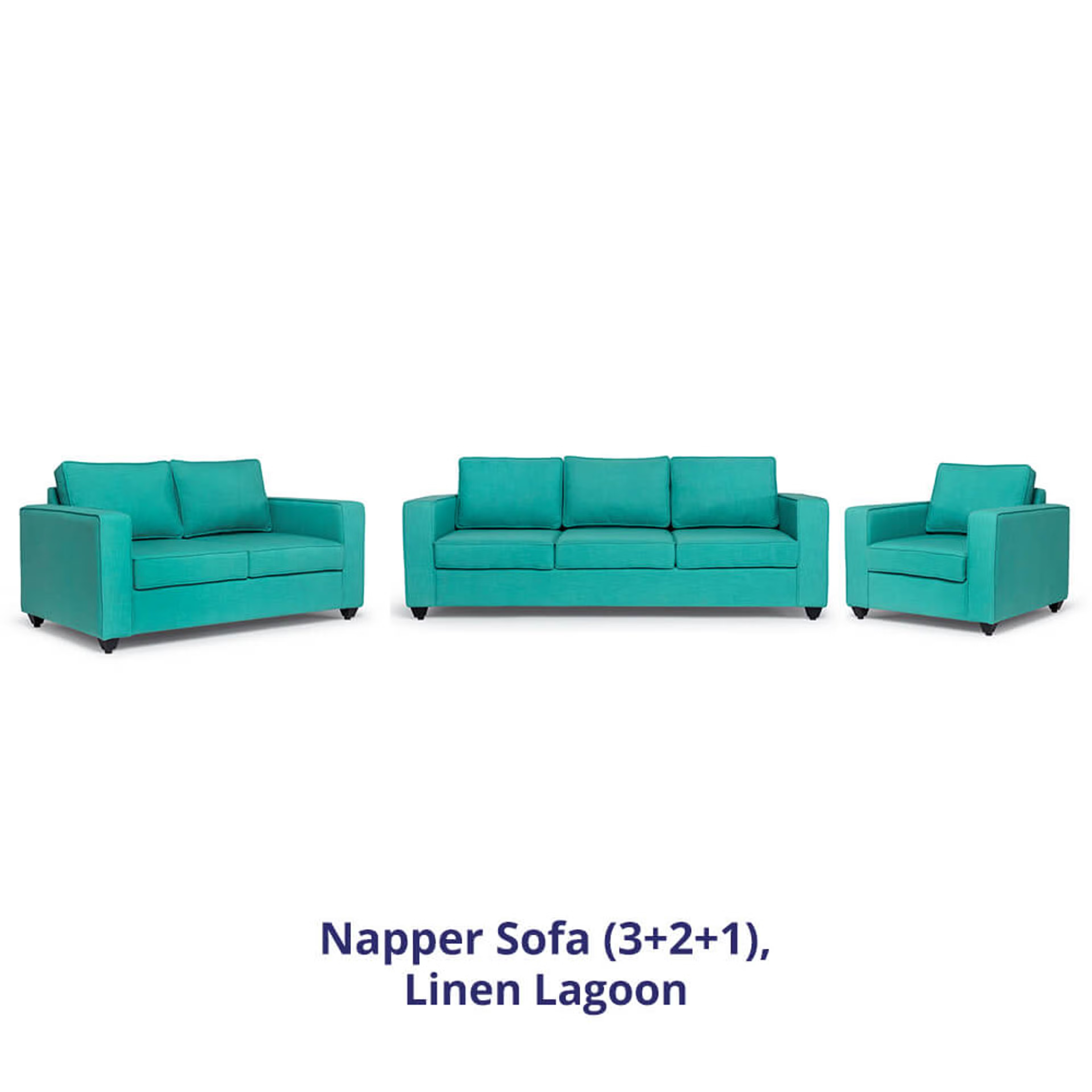 Wakefit Napper Sofa Regular, Without Storage, 3+2+1, Lagoon