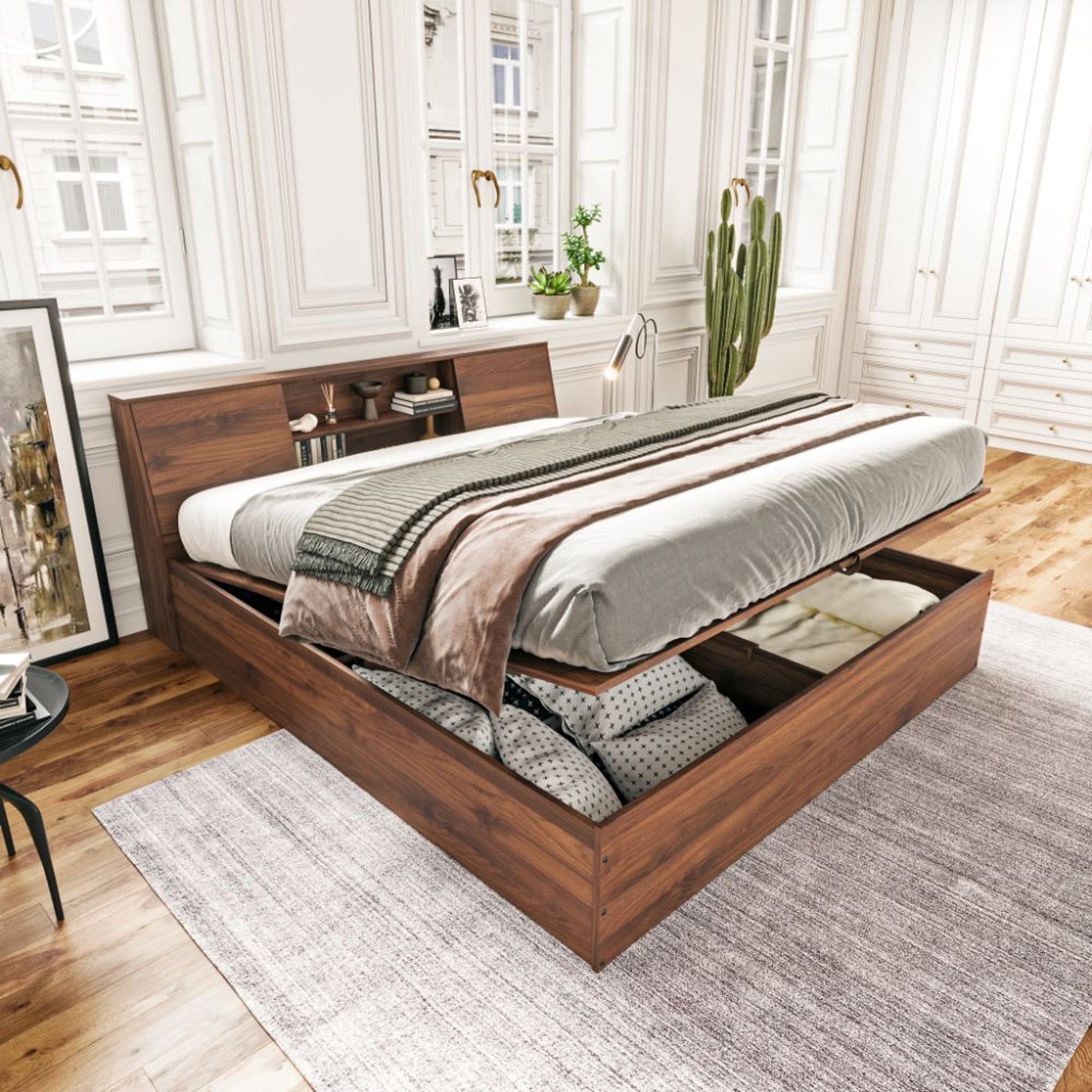 Wakefit Orion King Storage Engineered Wood Bed with Hydraulic mechanism King - 78" x 72\