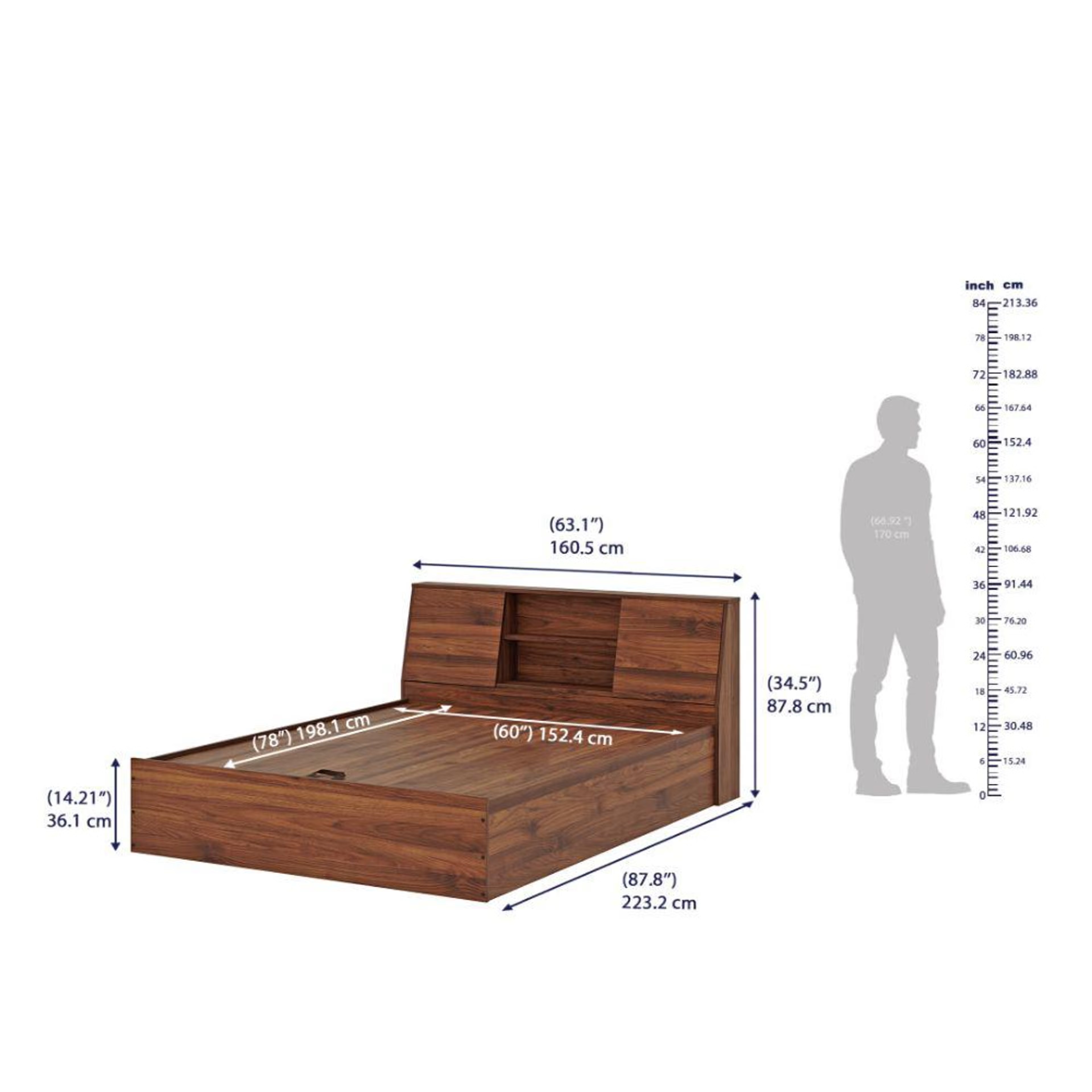 Wakefit Orion Queen Storage Engineered Wood Bed with Hydraulic mechanism Queen - 78" x 60 6 Wakefit Orion Queen Storage Engineered Wood Bed with Hydraulic mechanism Queen - 78" x 60\