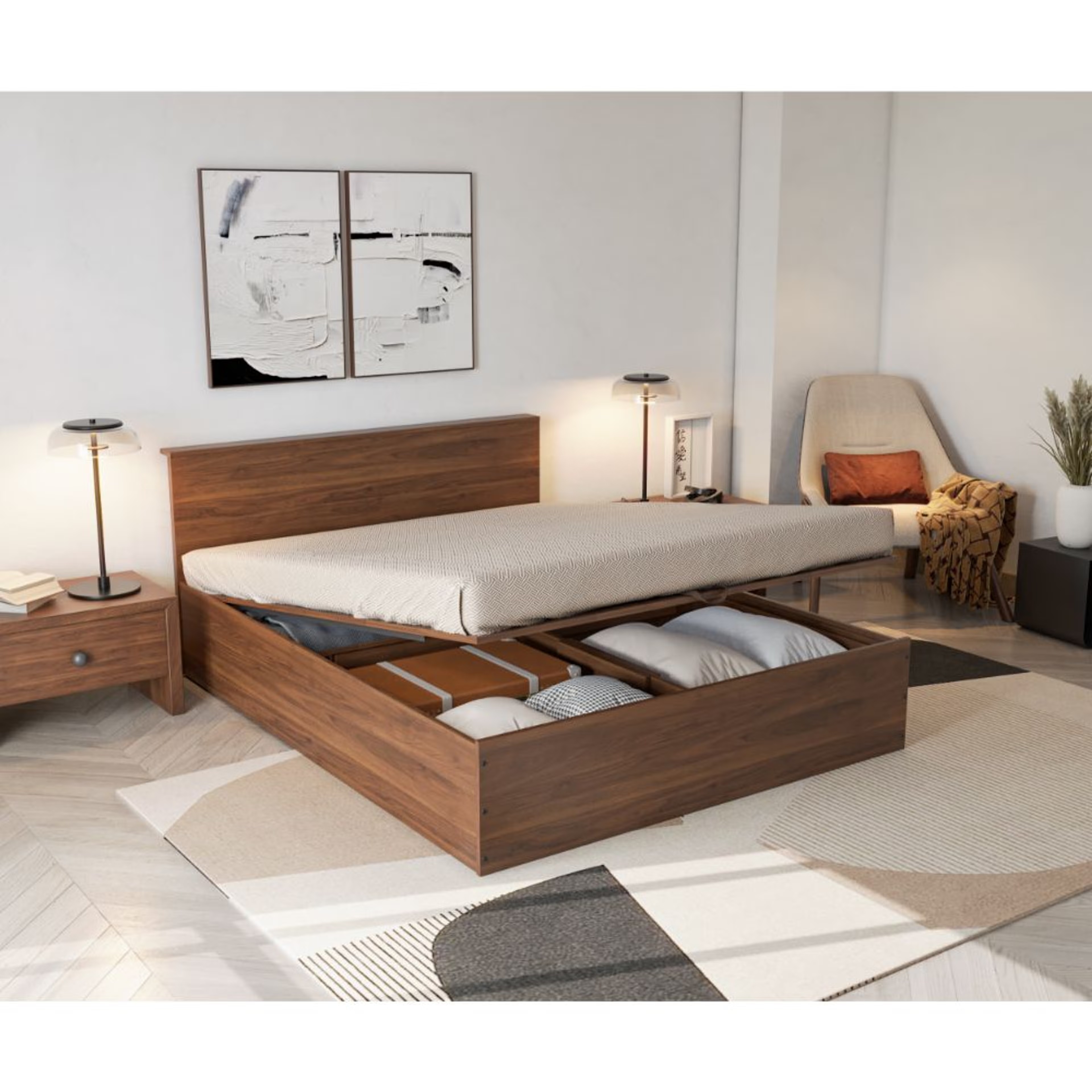 Wakefit Taurus Queen Storage Engineered Wood Bed with Hydraulic mechanism Queen - 78" x 60\