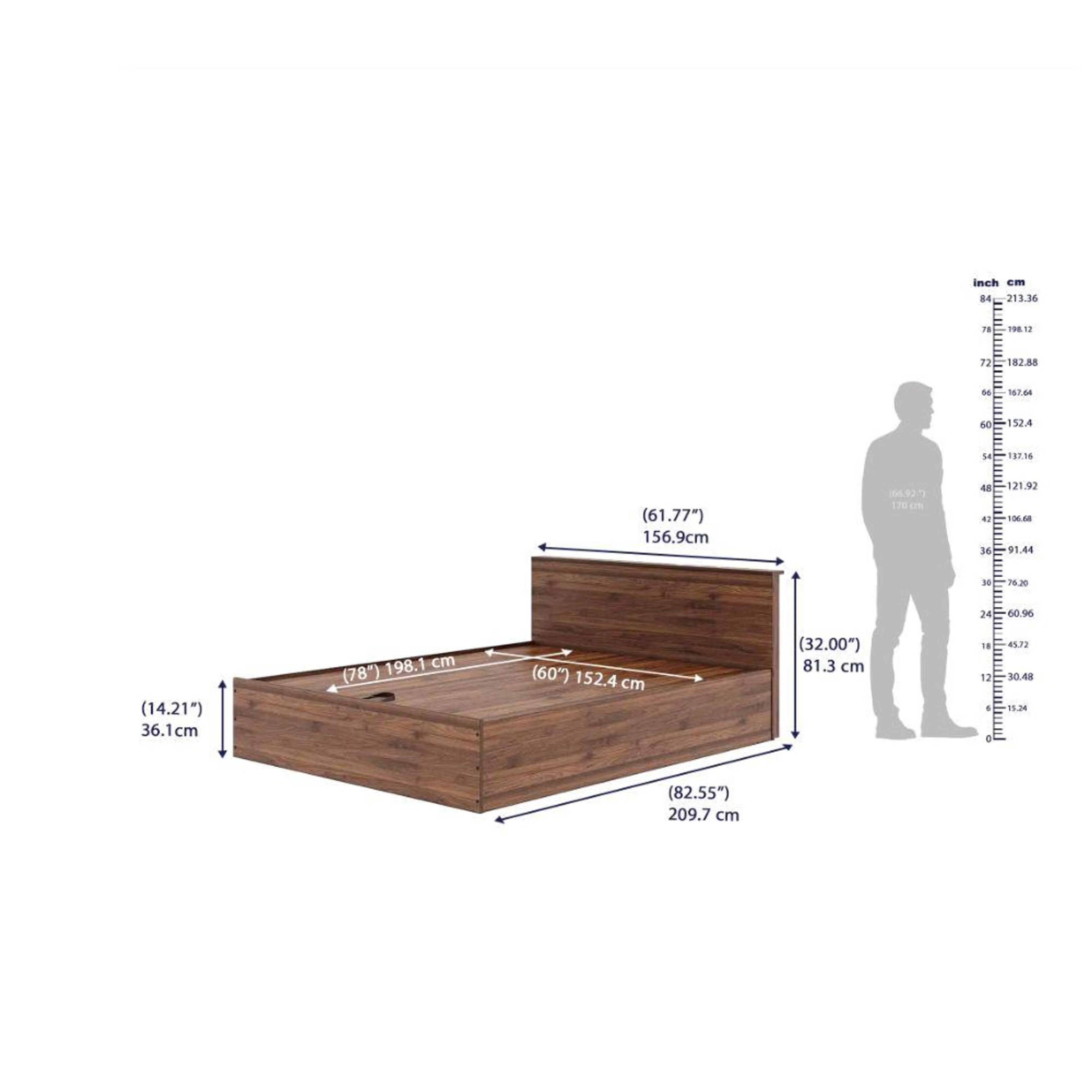 Wakefit Taurus Queen Storage Engineered Wood Bed with Hydraulic mechanism Queen - 78" x 60 8 Wakefit Taurus Queen Storage Engineered Wood Bed with Hydraulic mechanism Queen - 78" x 60\