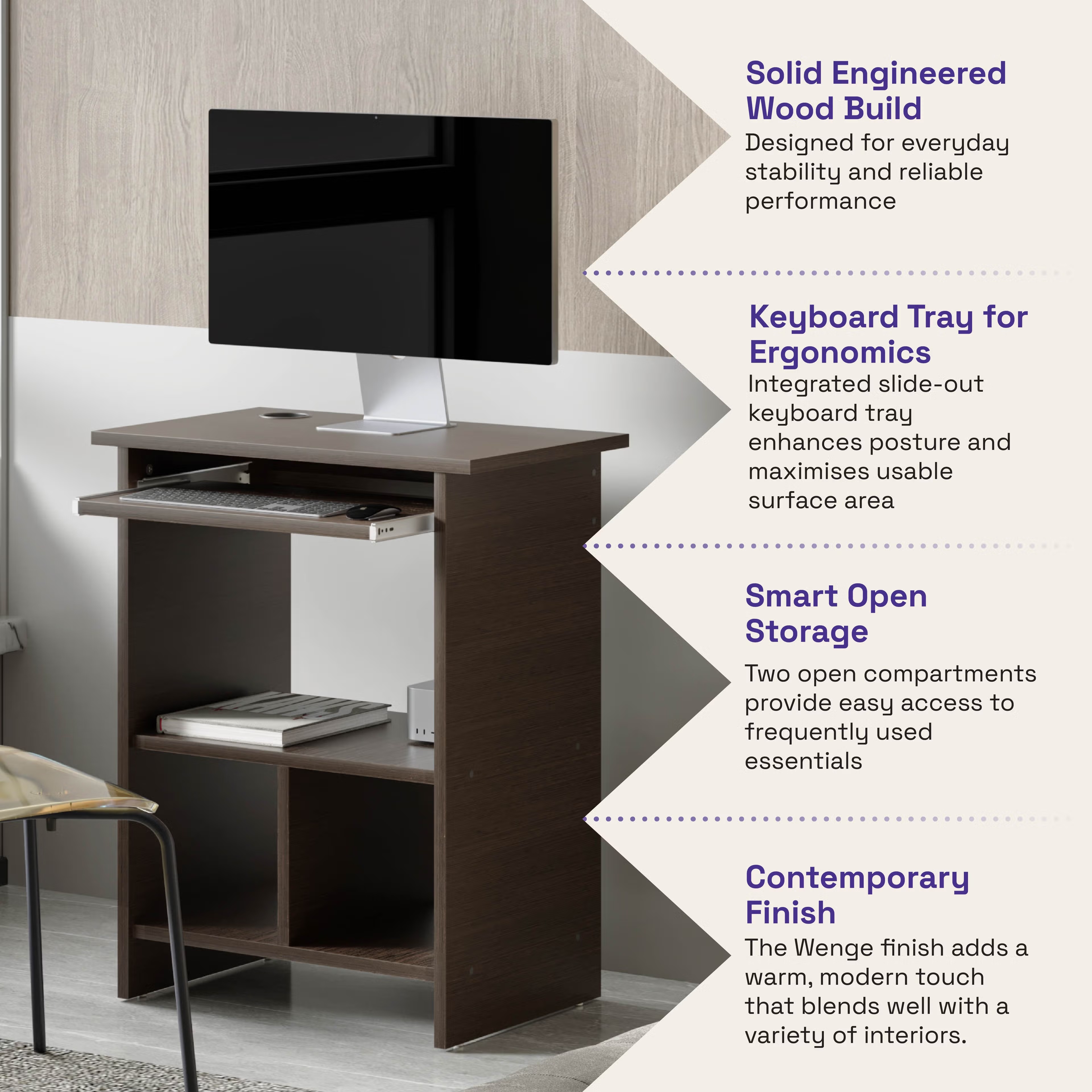 Home 45 Wakefit Cursa Study Table Wenge