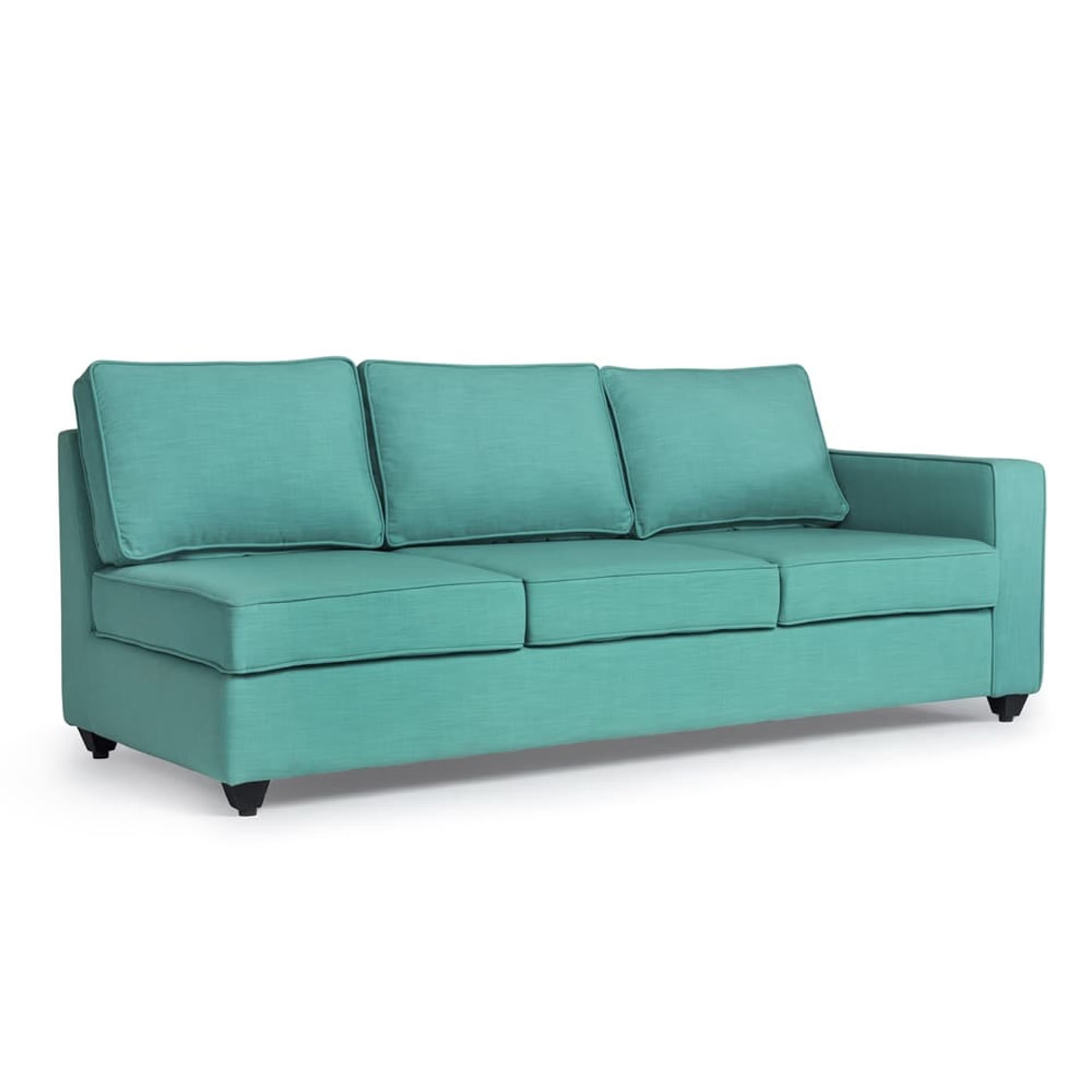 Home 35 Wakefit Napper Sofa Sectional, Without Storage, 3 + Left Aligned Chaise with Ottoman, Lagoon