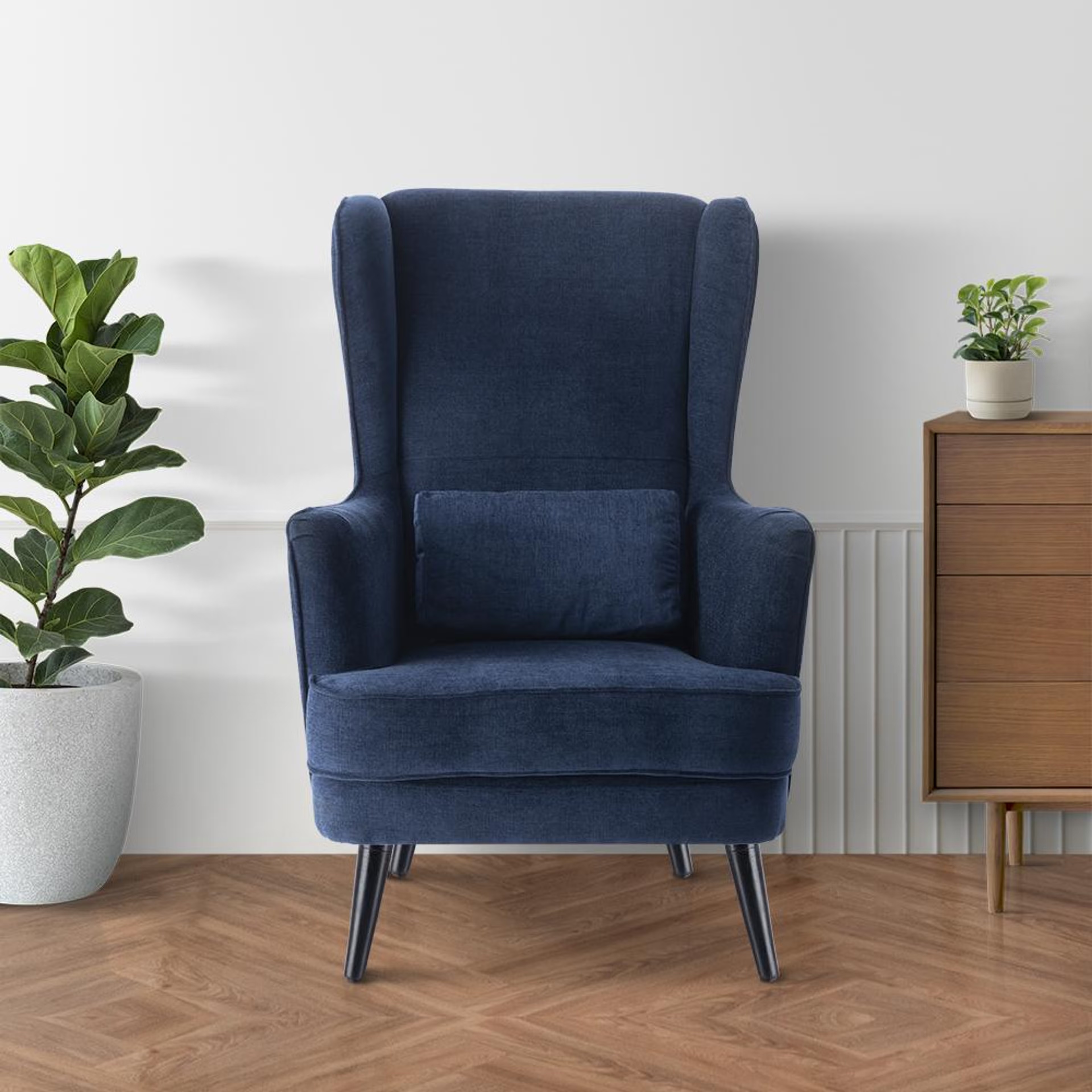 Wakefit Sawyer Wing Chair Cobalt Blue