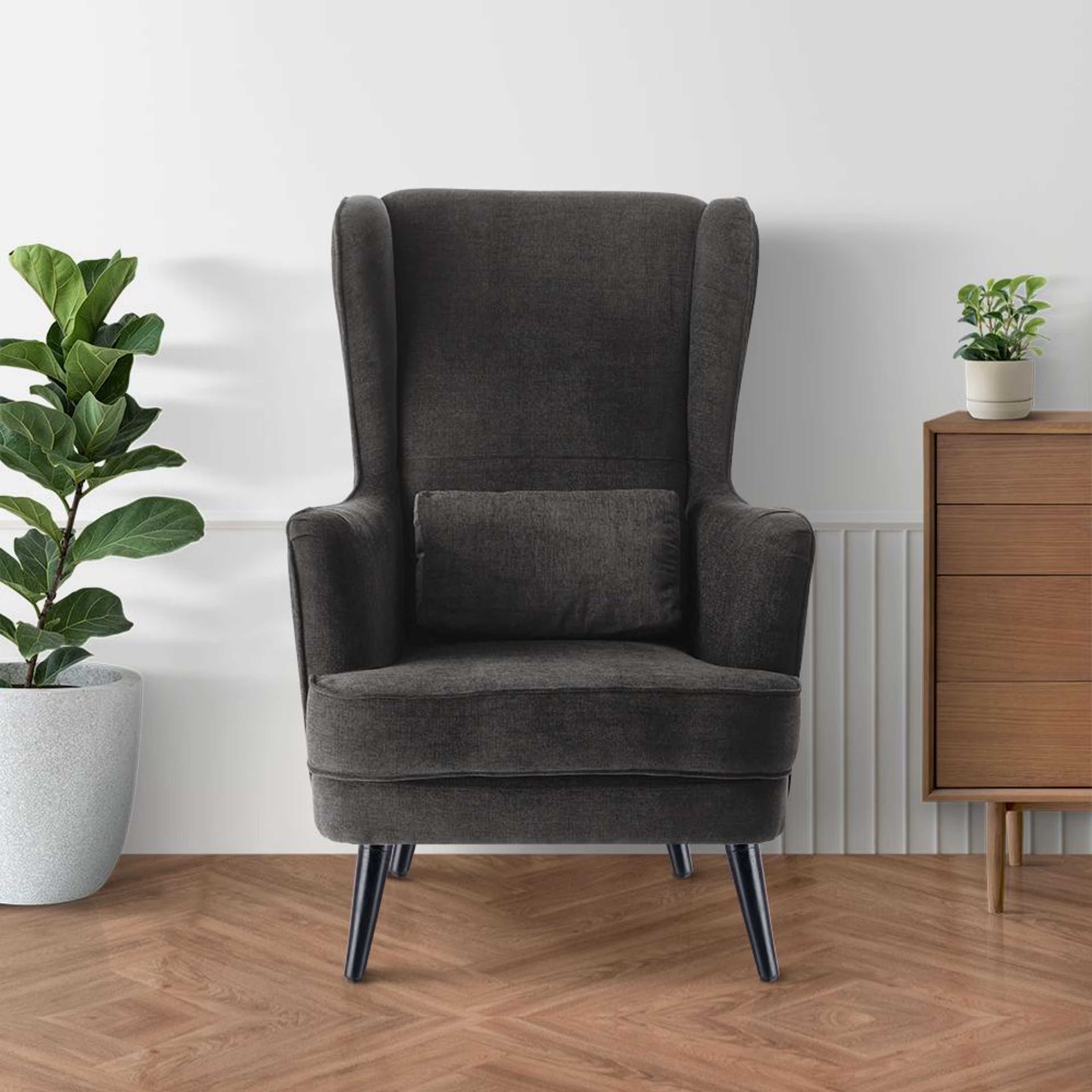Wakefit Sawyer Wing Chair Smoke Grey