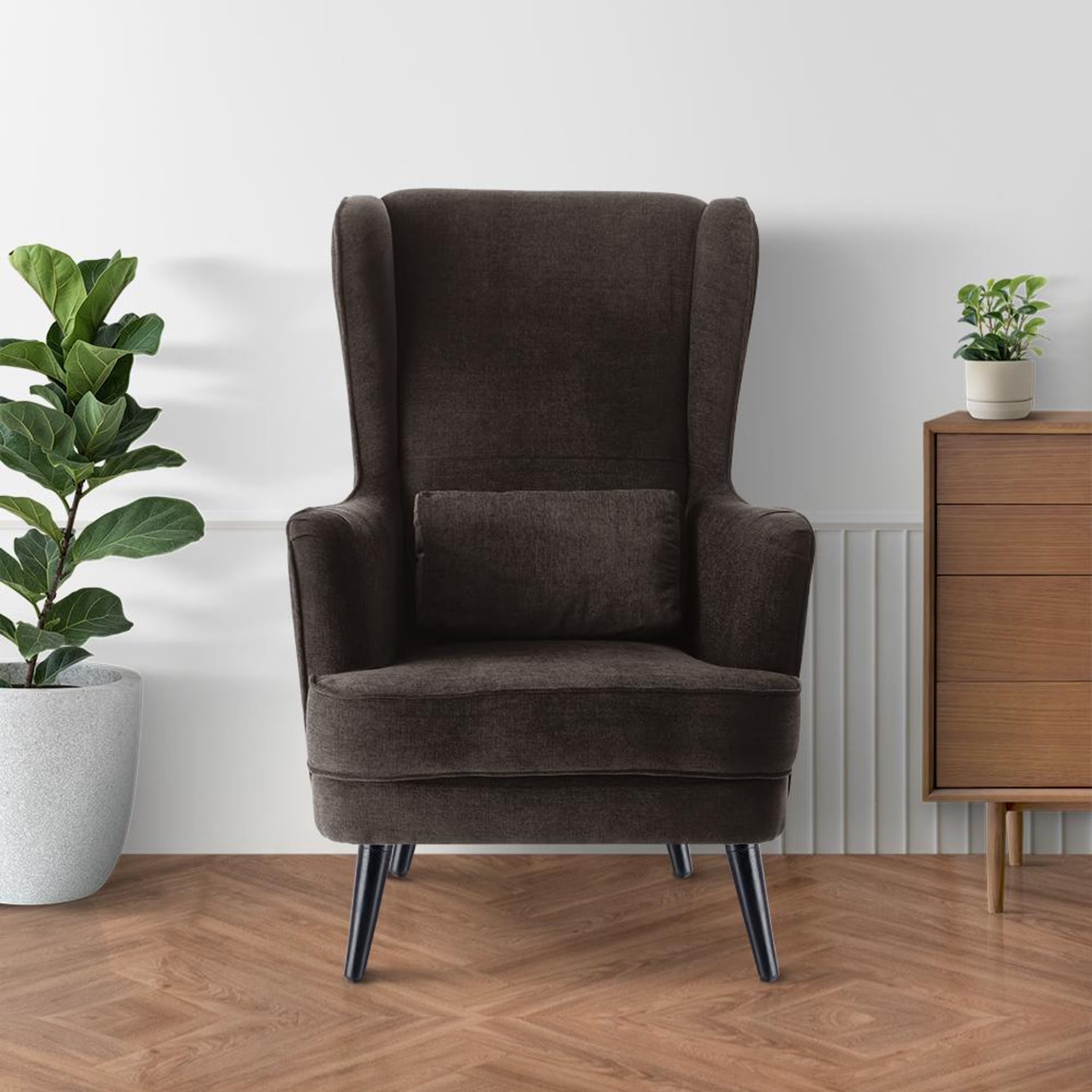 Wakefit Sawyer Wing Chair Dark Earth