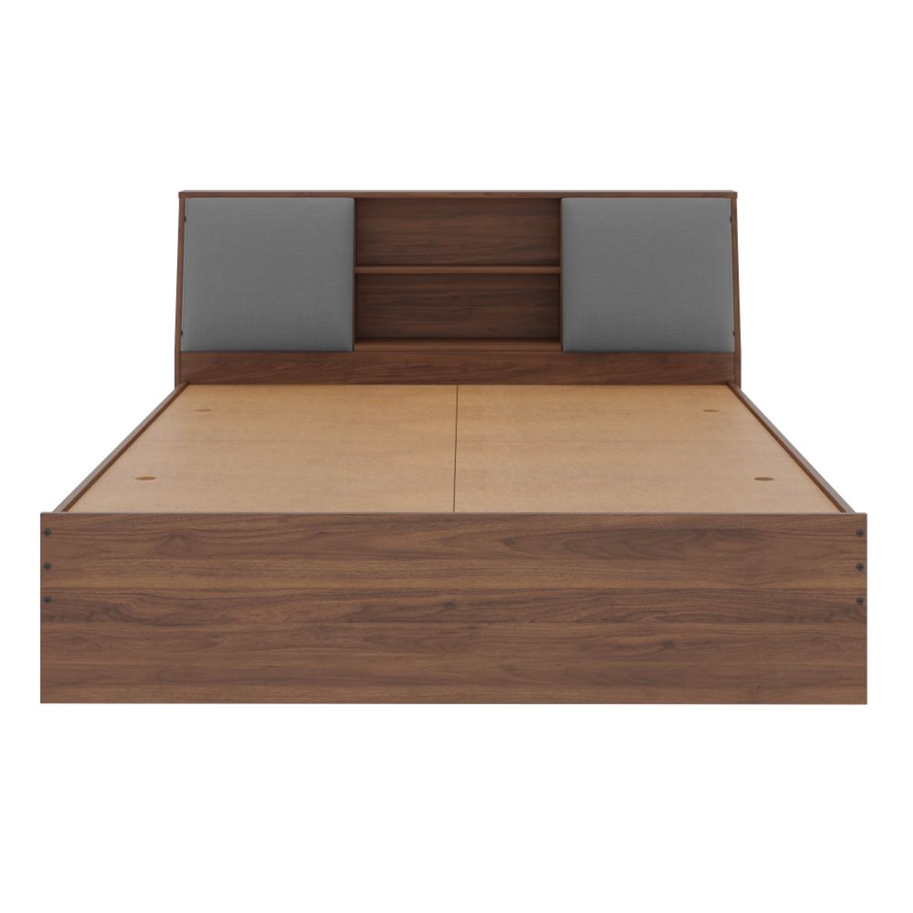 Wakefit Orion Queen Non- Storage Engineered Wood Bed With Omega Grey Upholstered Headboard Queen - 78" x 60\