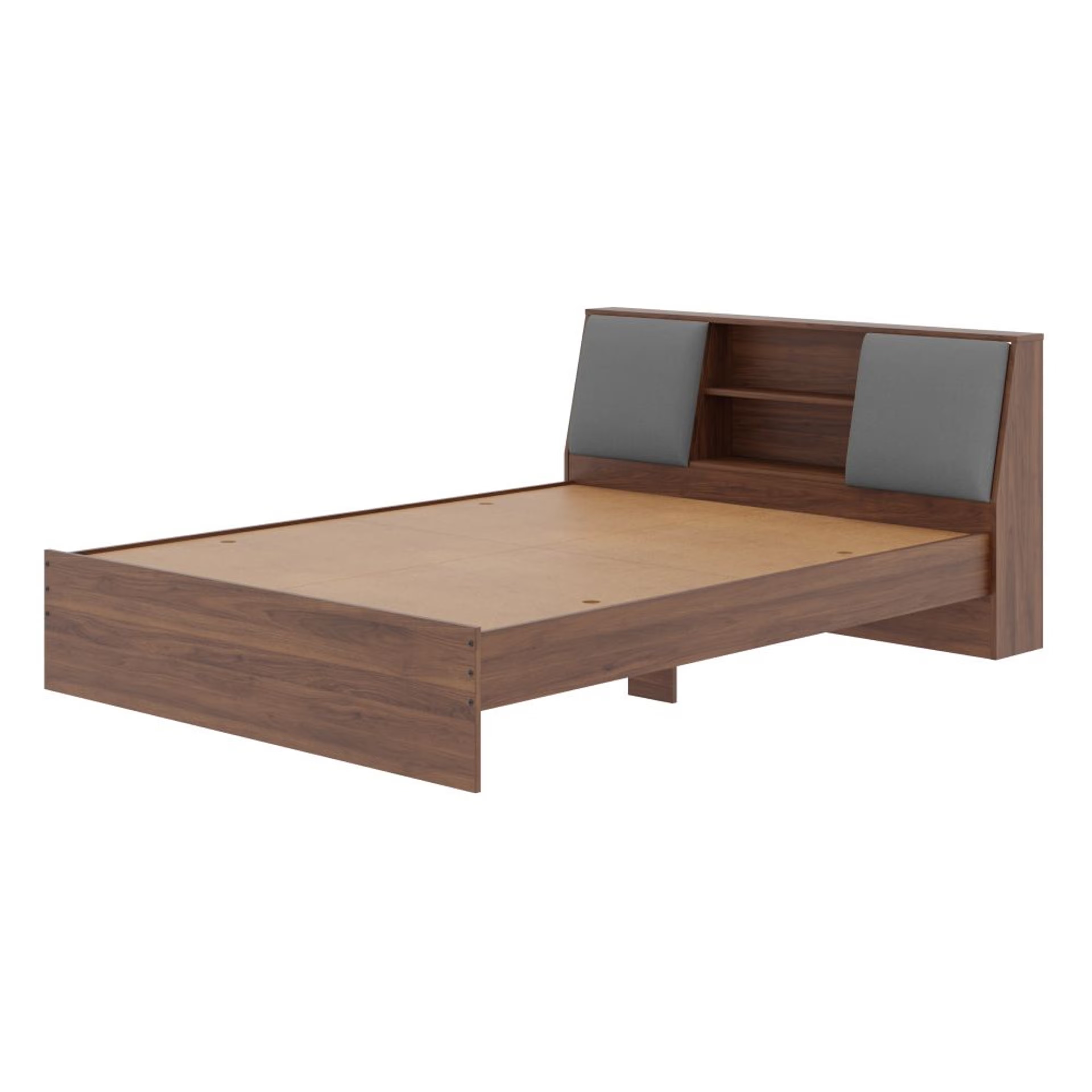 Wakefit Orion Queen Non- Storage Engineered Wood Bed With Omega Grey Upholstered Headboard Queen - 78" x 60\