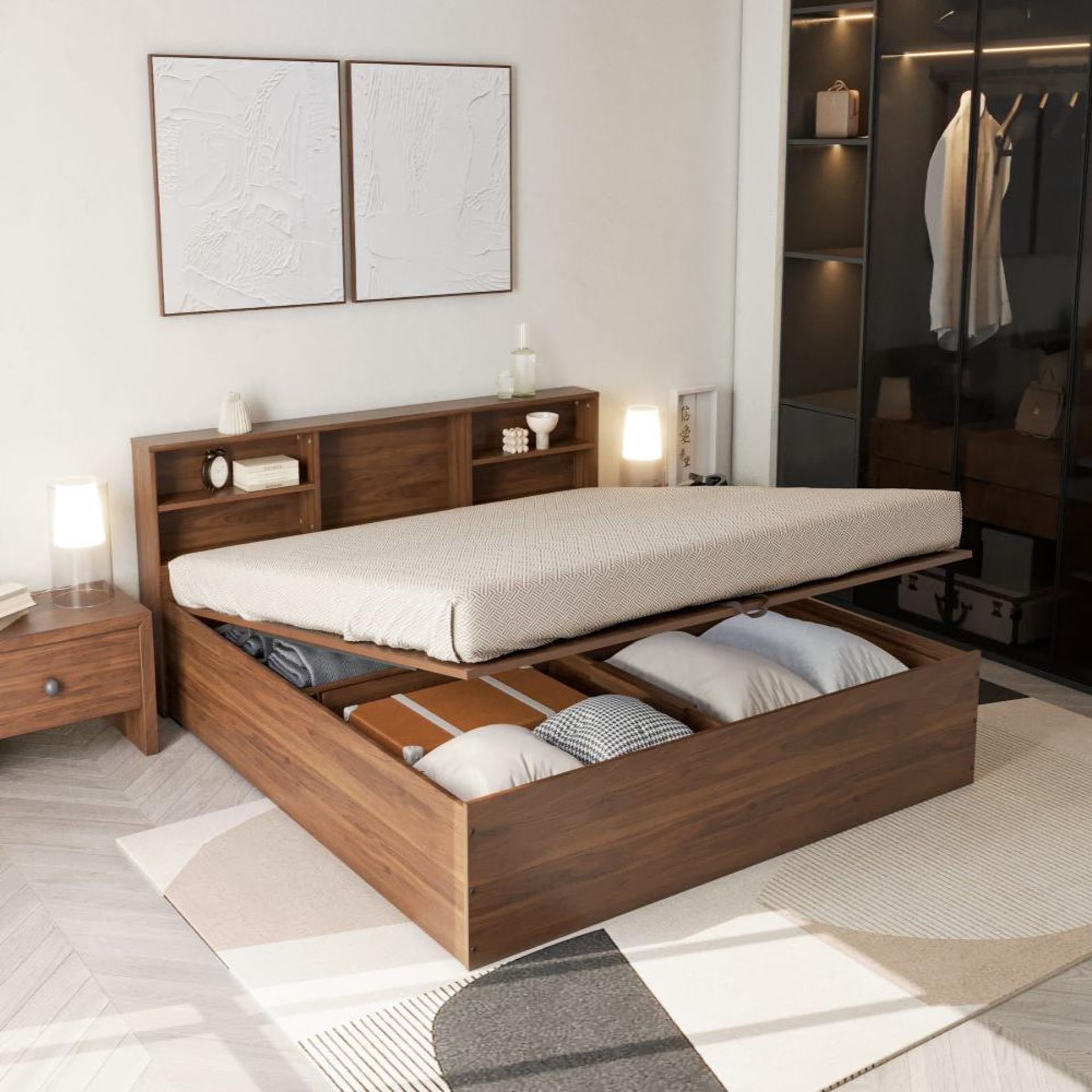Wakefit Petra King Engineered Wood Bed With Hydraulic Mechanism King - 78" x 72\
