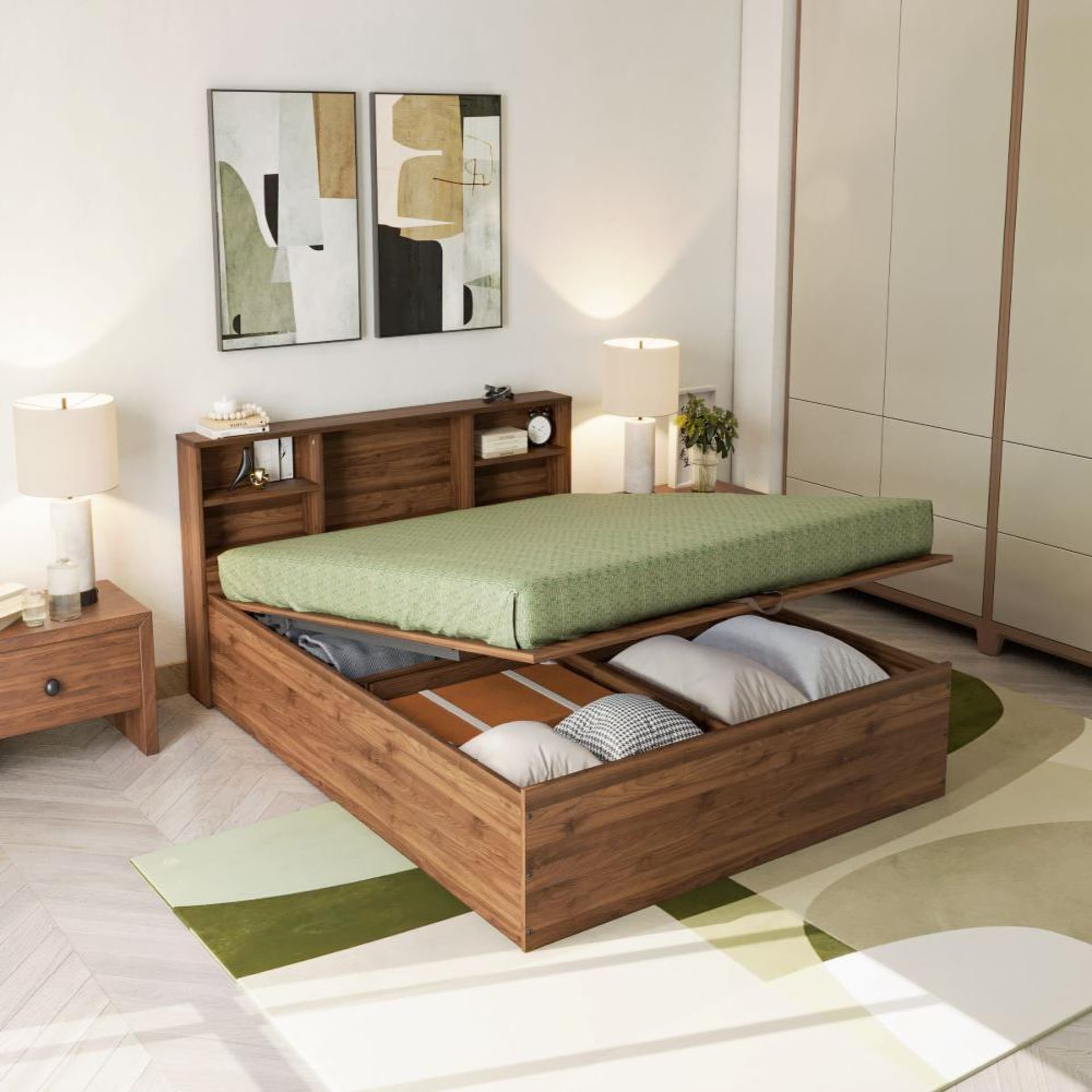 Home 36 Wakefit Petra Queen Engineered Wood Bed With Hydraulic Mechanism Queen - 78" x 60\