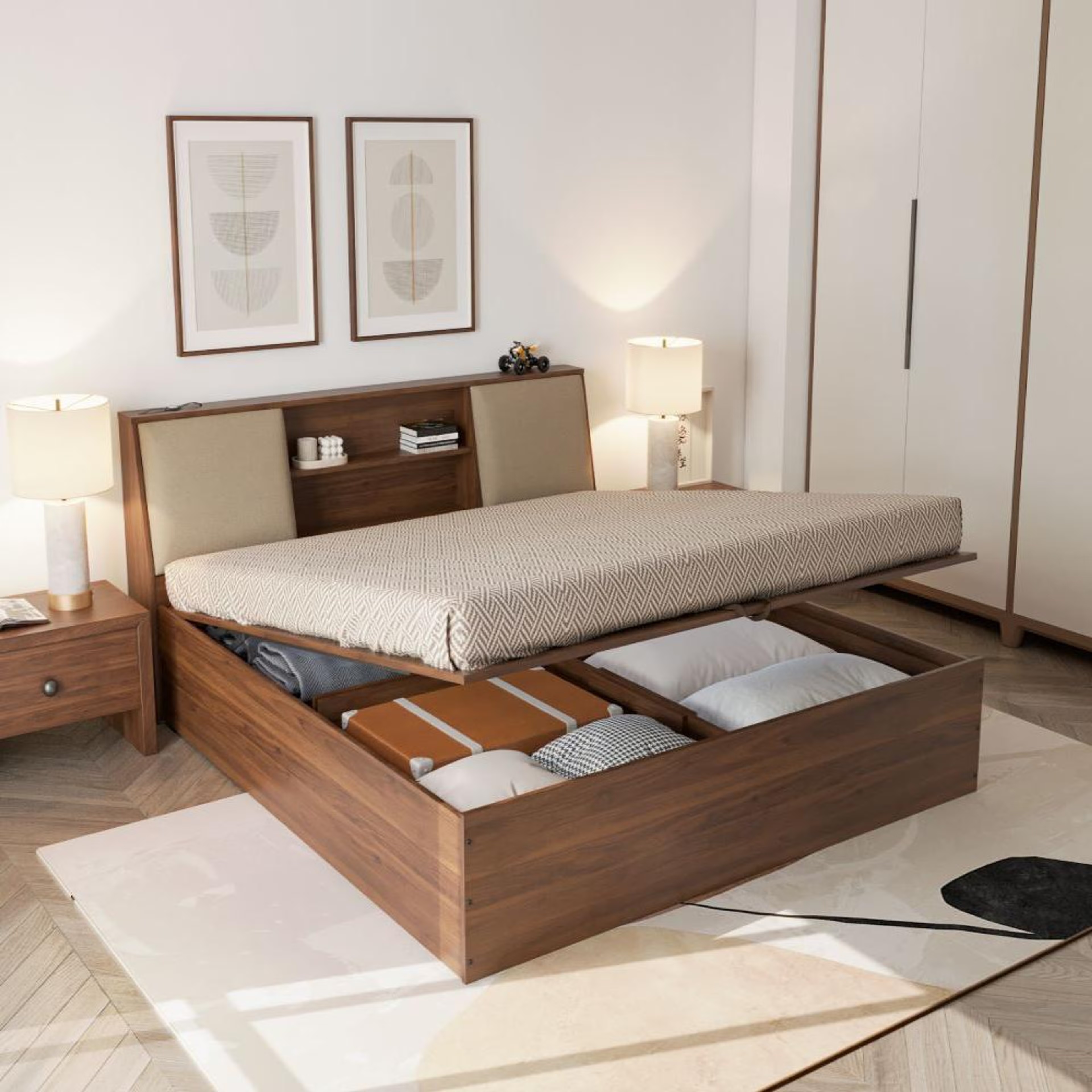 Wakefit Orion Omega Pearl Upholstered Storage King Bed With Hydraulic Mechanism King - 78" x 72\